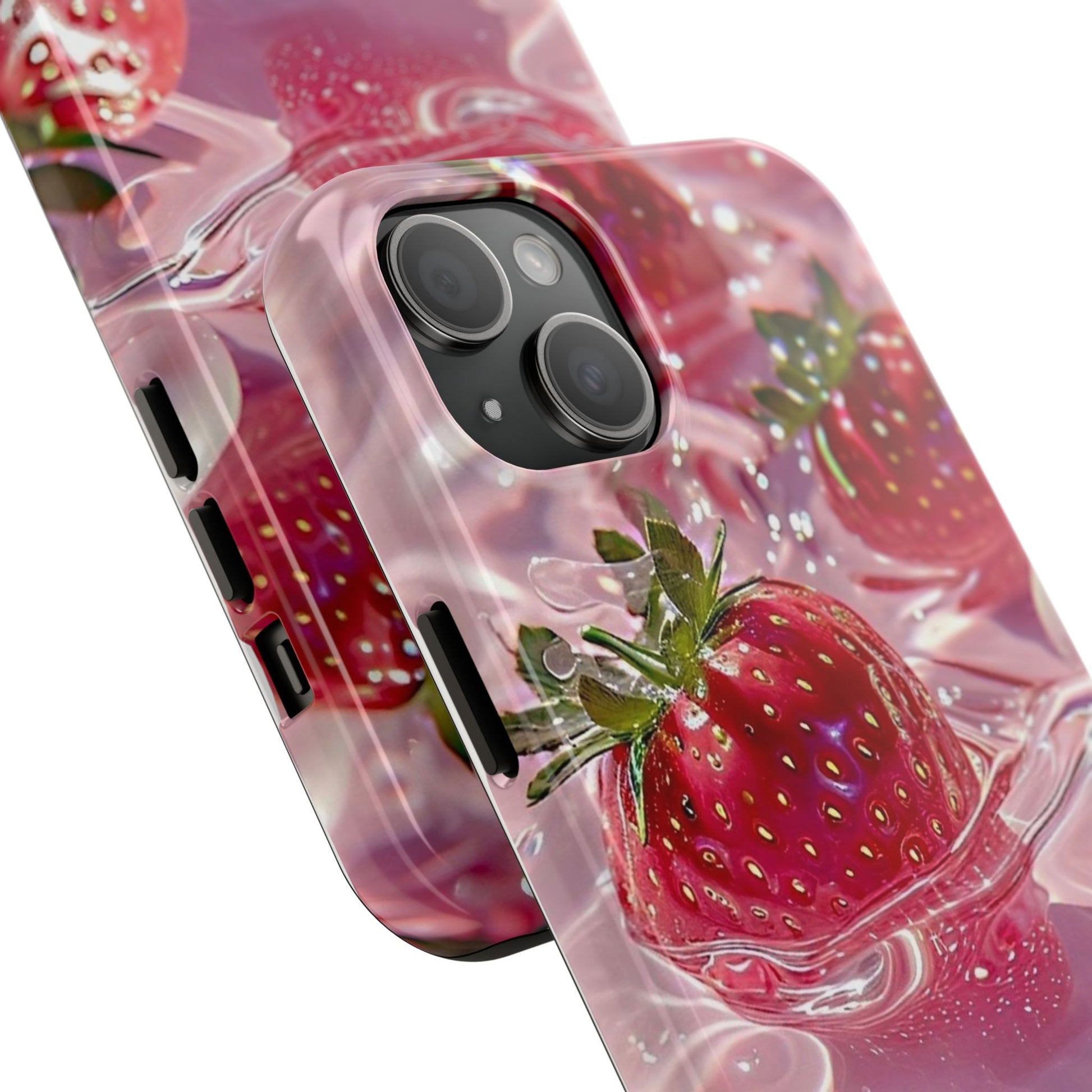 Floating Strawberries Themed Tough Phone Cases for Iphones & Samsung Phones