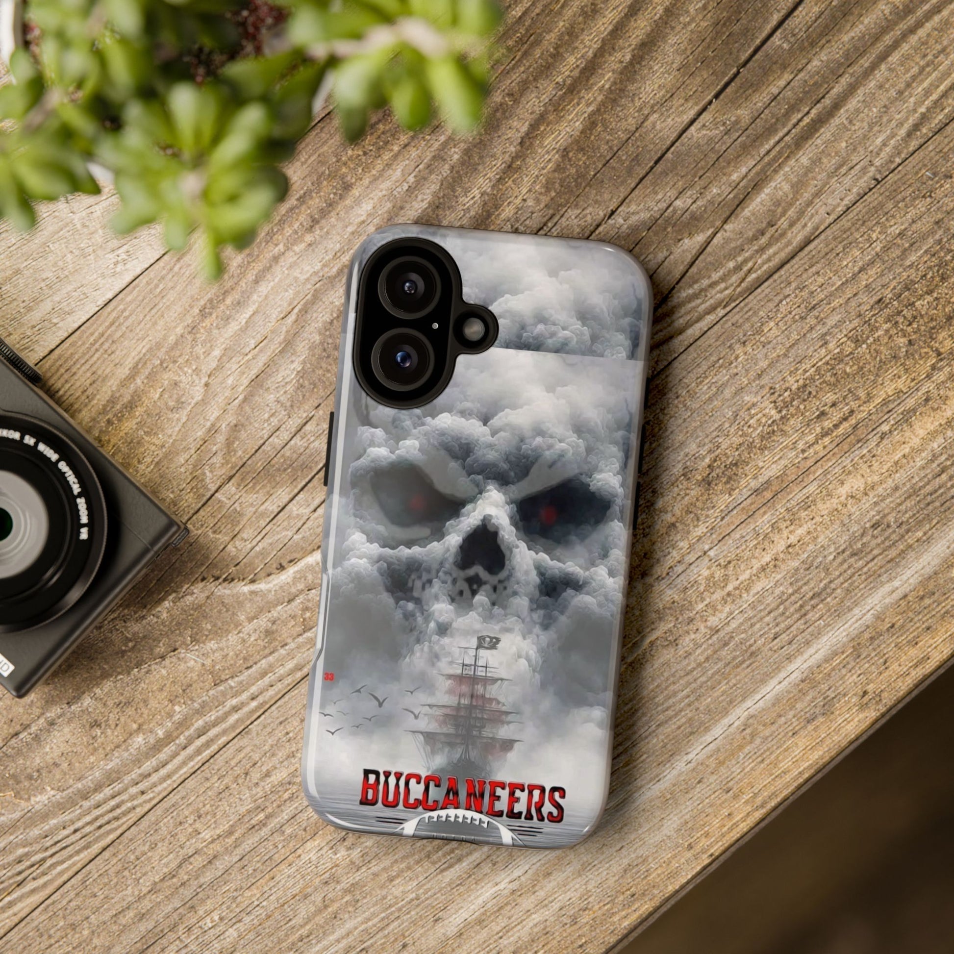 Skull Pirate Ship Football Buccaneers Tough Cases for iPhones, Samsung, and Pixel