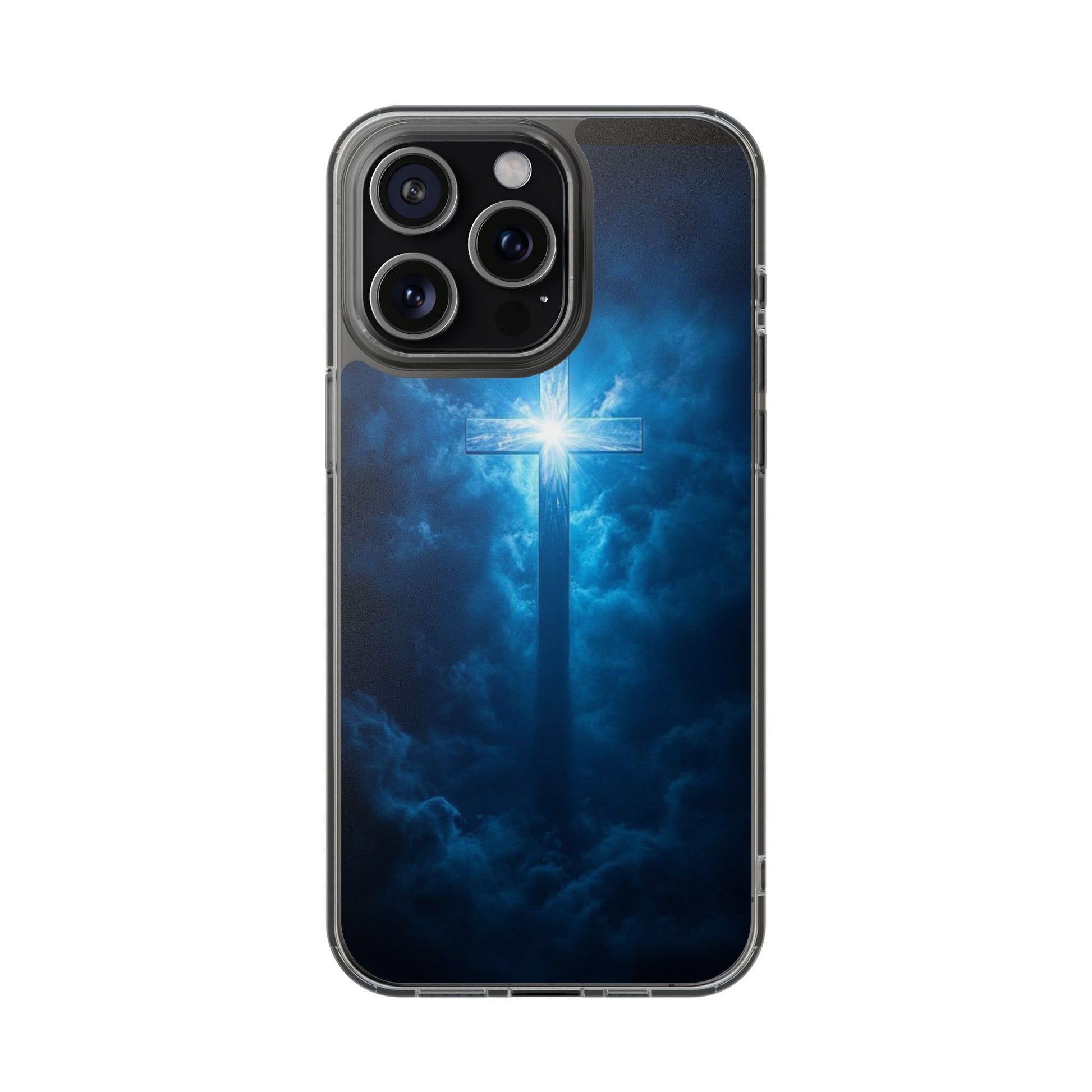 Religious Phone Case, Christian Cross in Clouds Art, Phone Accessories, Samsung