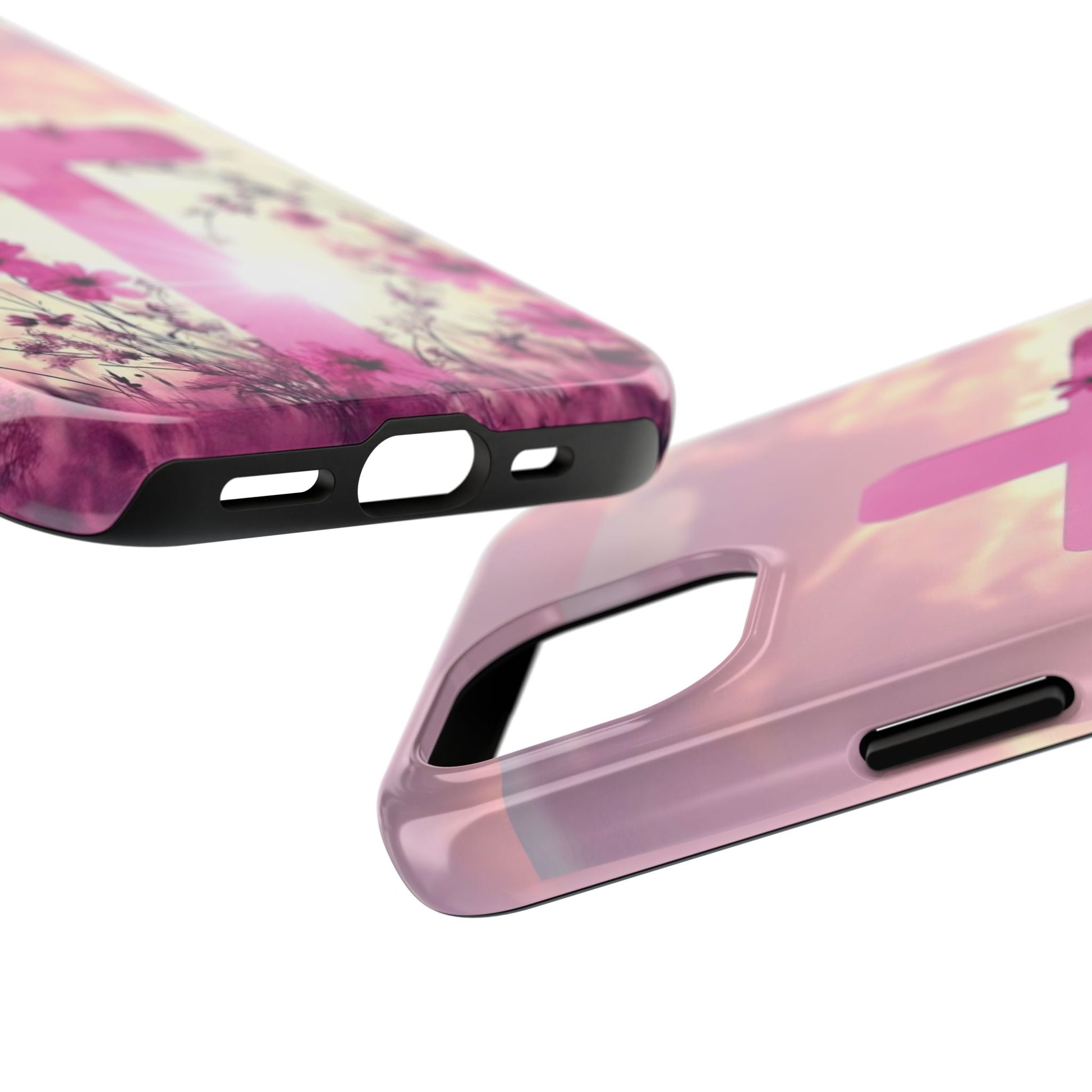 Pink Cross in Field Christian Theme Phone Cases for iPhones & Samsung Phones