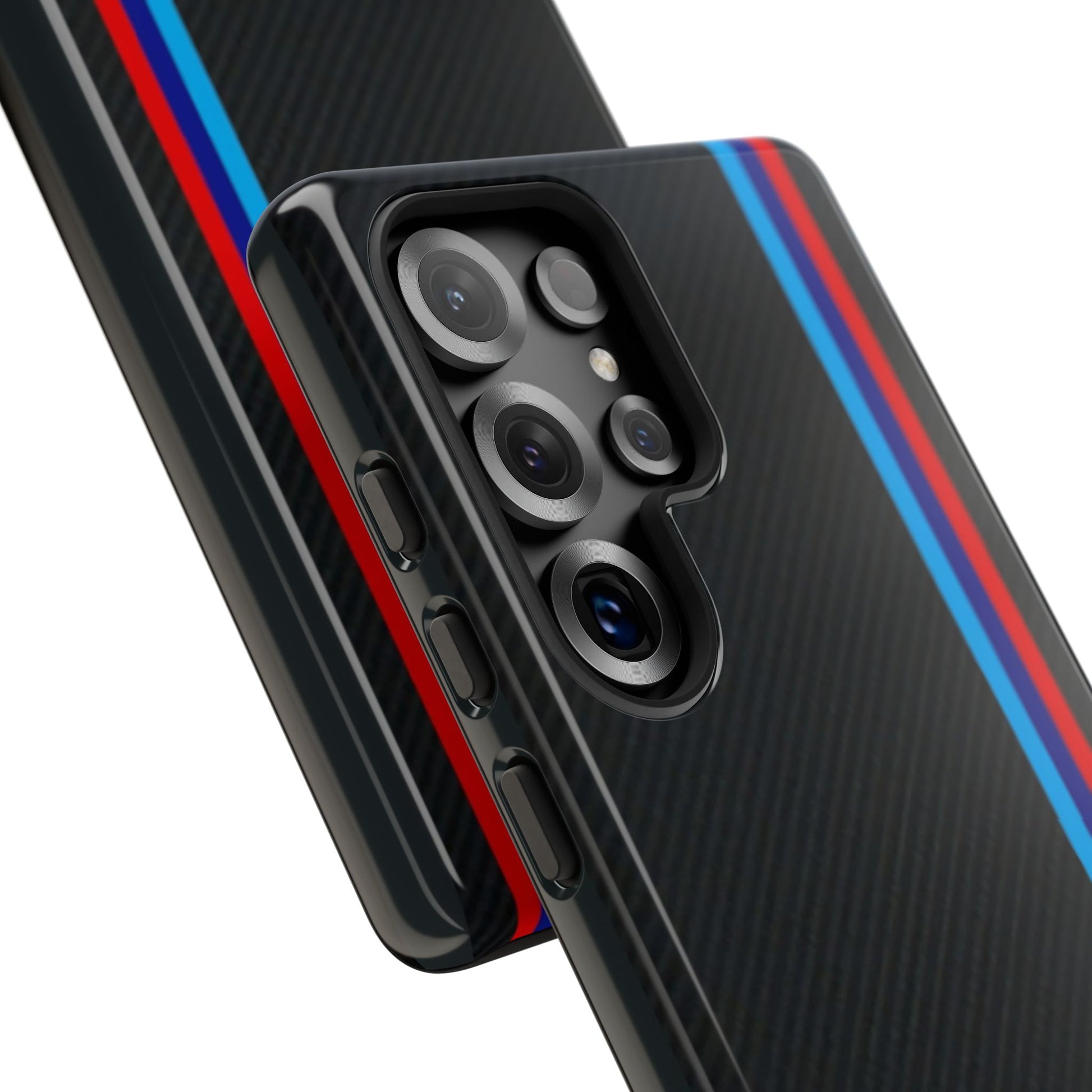 BMW M Stripes Carbon Fiber Design Tough Cases for iPhones, Samsung, and Pixel