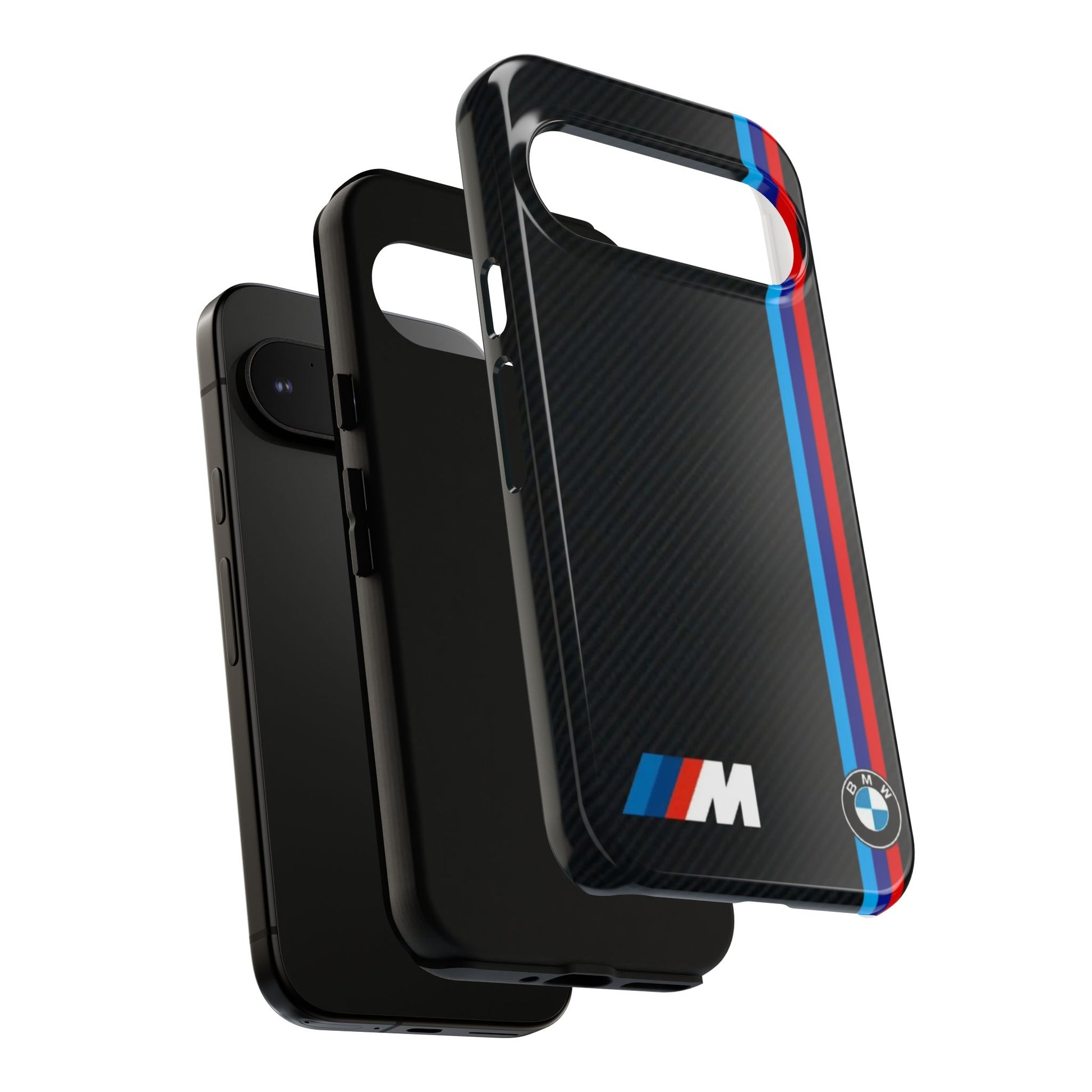 BMW M Stripes Carbon Fiber Design Tough Cases for iPhones, Samsung, and Pixel