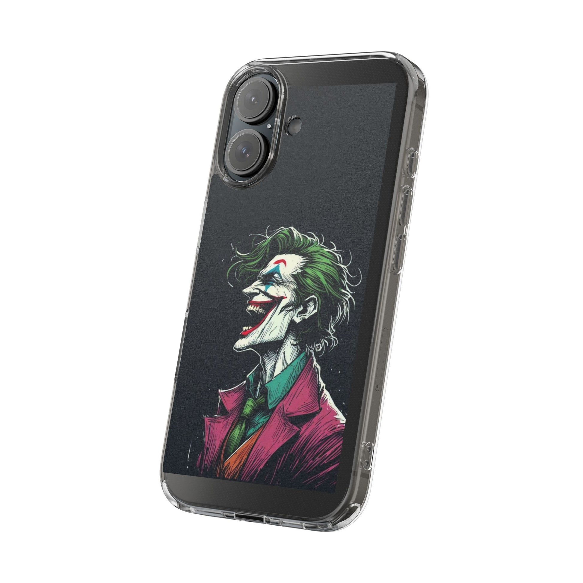 Phone Case, Comic book Inspired Design Joker Laughing, Clear Phone Cover