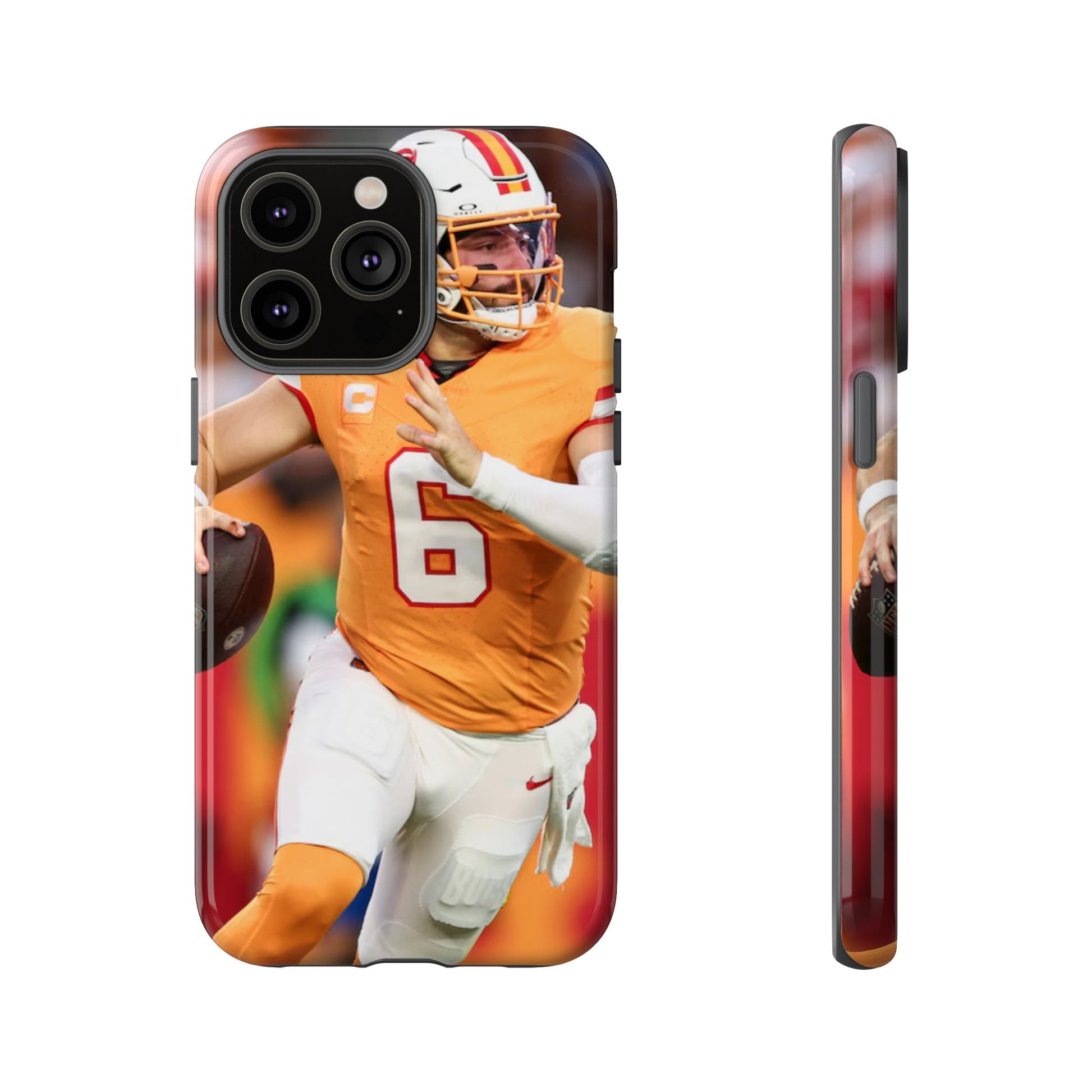 Tampa Bay Buccaneers Baker Mayfield Football Tough Cases for iPhones, Samsung, and Pixel