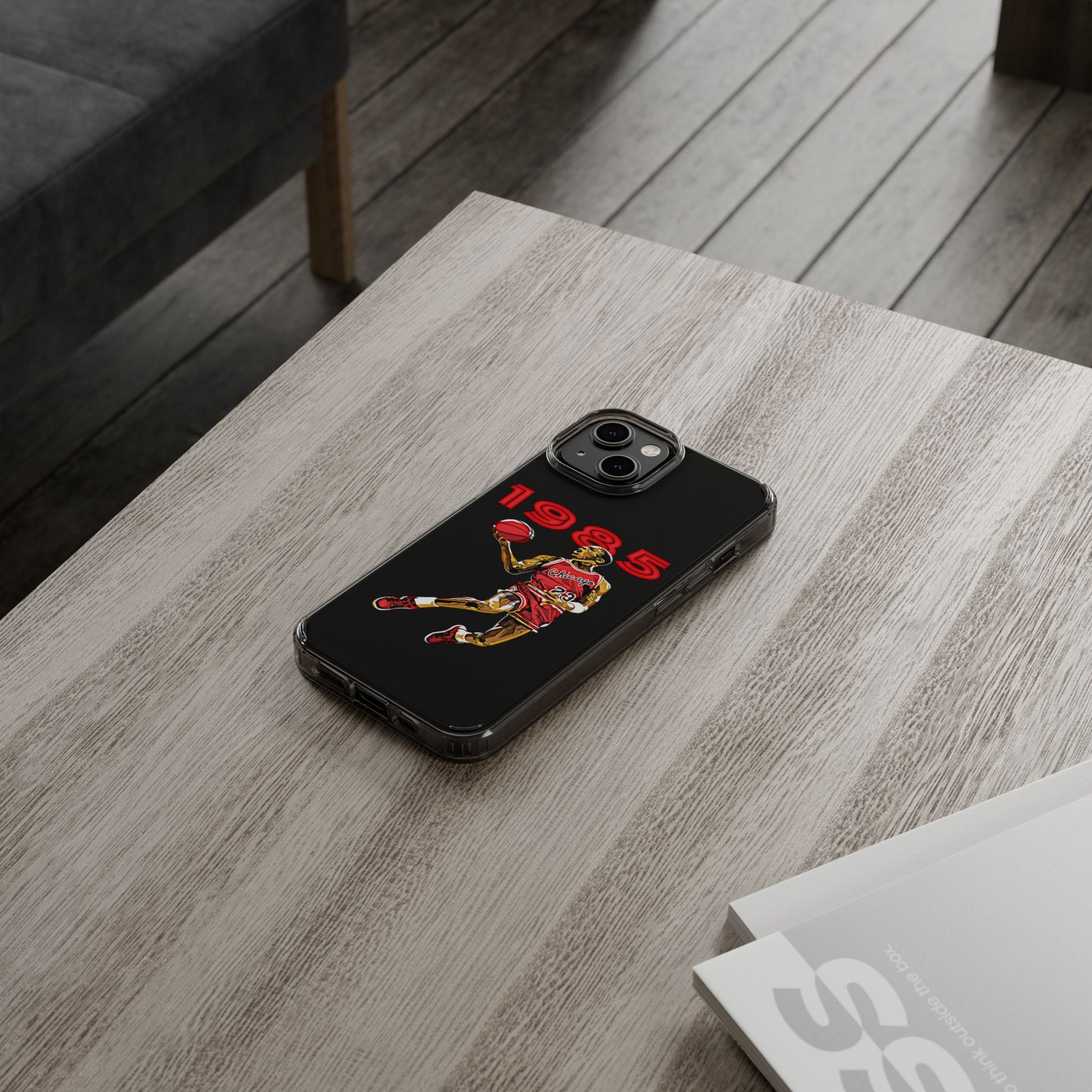 1985 Jordan Slam Dunk themed Basketball Inspired design Clear Phone Cases