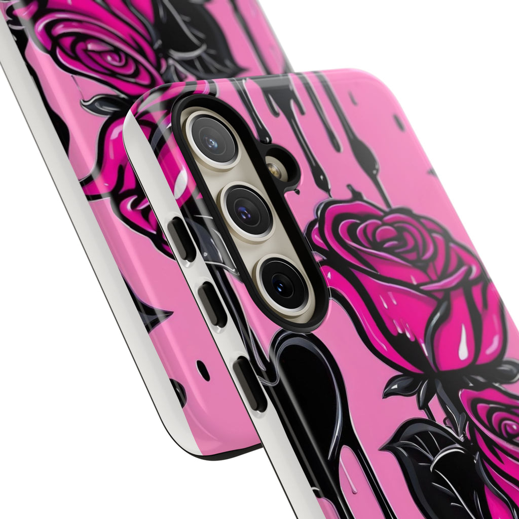 Pink Rose Tough Girly Cases for iPhones, Samsung, and Pixel