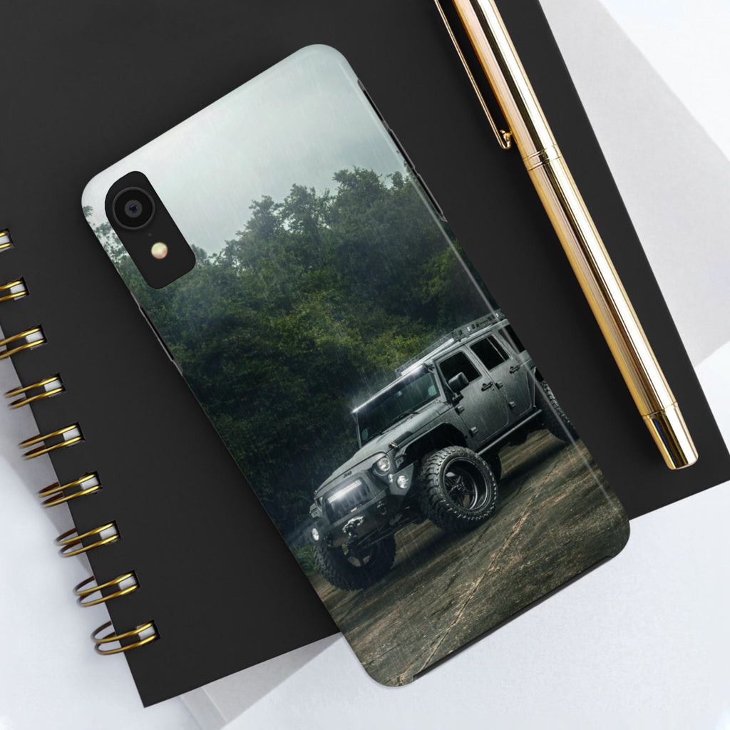 Custom Jeep in Rain Artistic Tough Phone Cases for Iphones & Samsung Phones