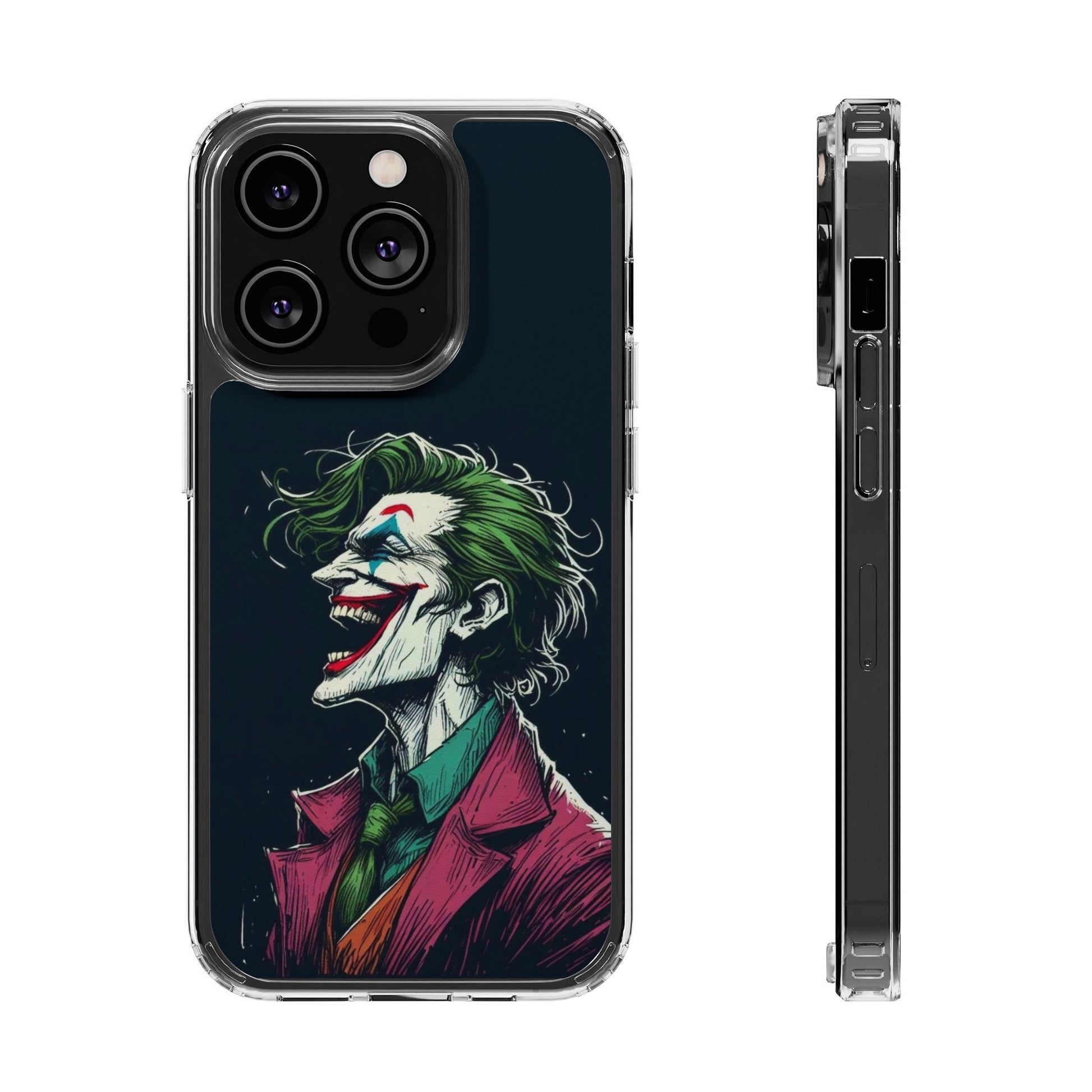Phone Case, Comic book Inspired Design Joker Laughing, Clear Phone Cover