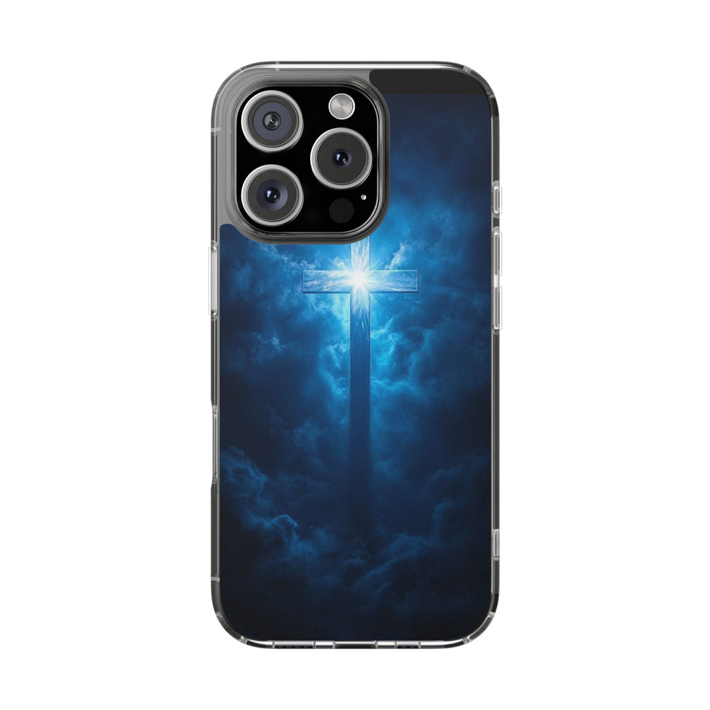 Religious Phone Case, Christian Cross in Clouds Art, Phone Accessories, Samsung