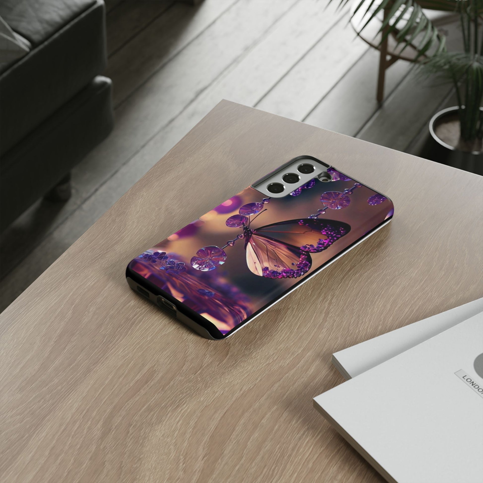 Purple Butterfly Tough Cases for iPhones, Samsung, and Pixel