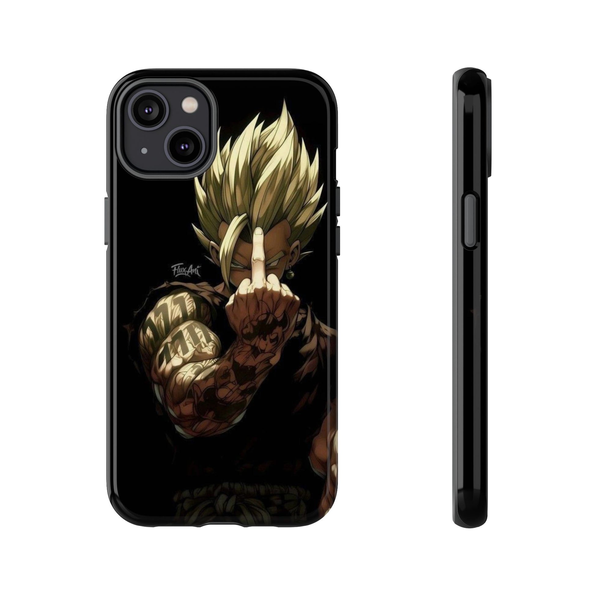 Middle Finger SS Goku Dragon Ball Z Tough Cases for iPhones, Samsung, and Pixel