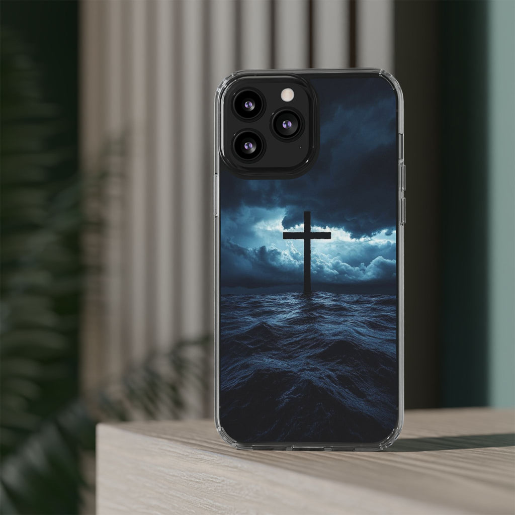 Christian Cross Storm Clear Case - Religious iPhone Samsung Cover, Faith Phone