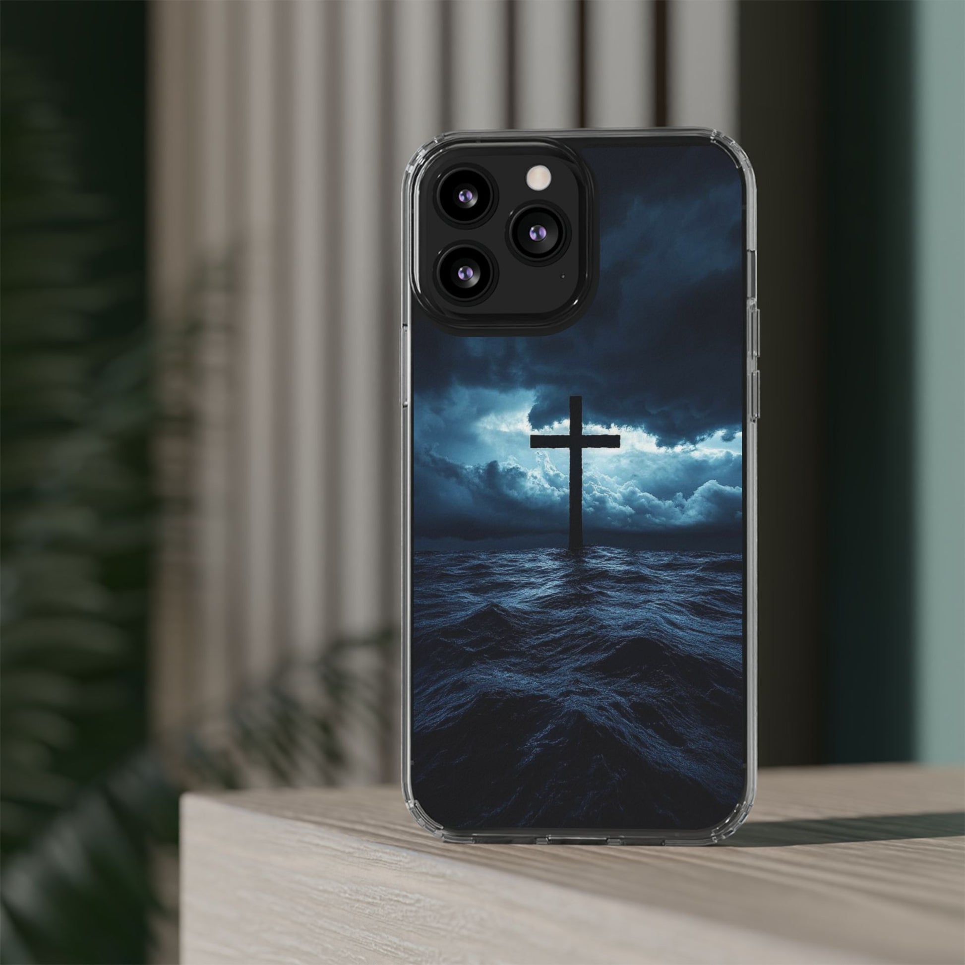 Christian Cross Storm Clear Case - Religious iPhone Samsung Cover, Faith Phone