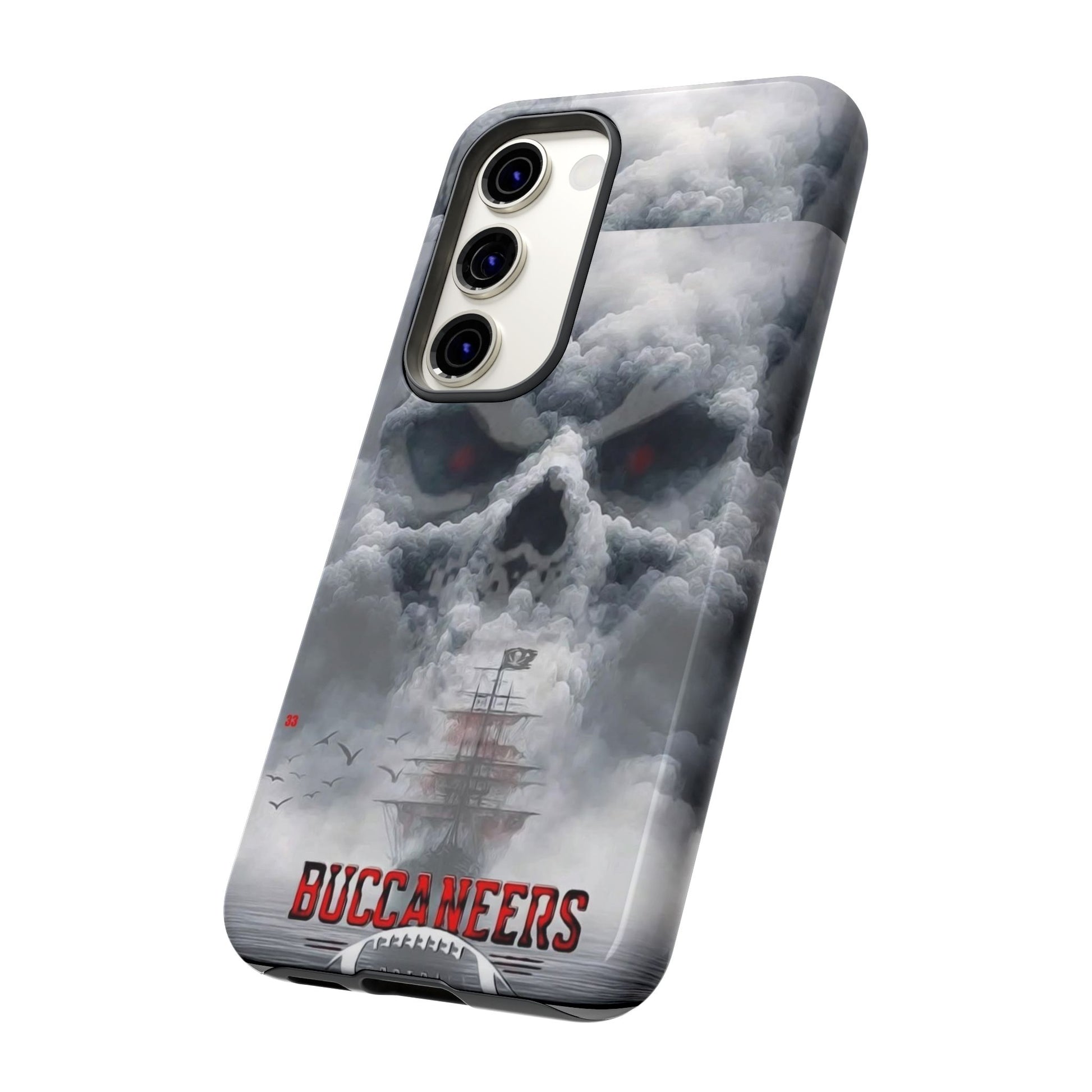 Skull Pirate Ship Football Buccaneers Tough Cases for iPhones, Samsung, and Pixel