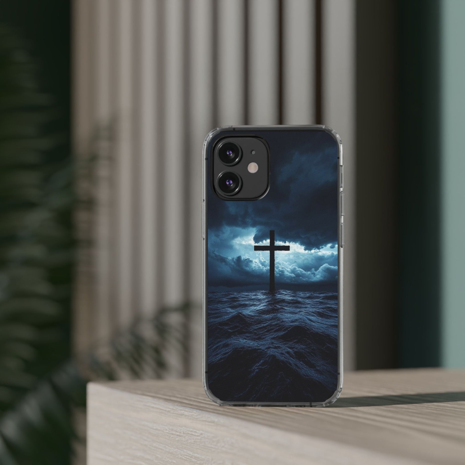 Christian Cross Storm Clear Case - Religious iPhone Samsung Cover, Faith Phone