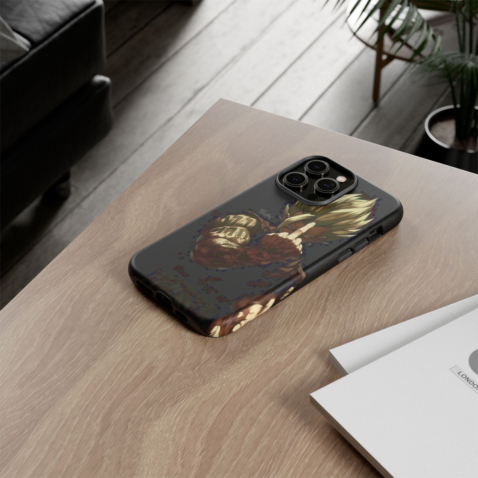 Middle Finger SS Goku Dragon Ball Z Tough Cases for iPhones, Samsung, and Pixel