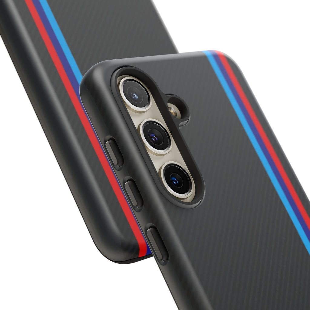 BMW M Stripes Carbon Fiber Design Tough Cases for iPhones, Samsung, and Pixel