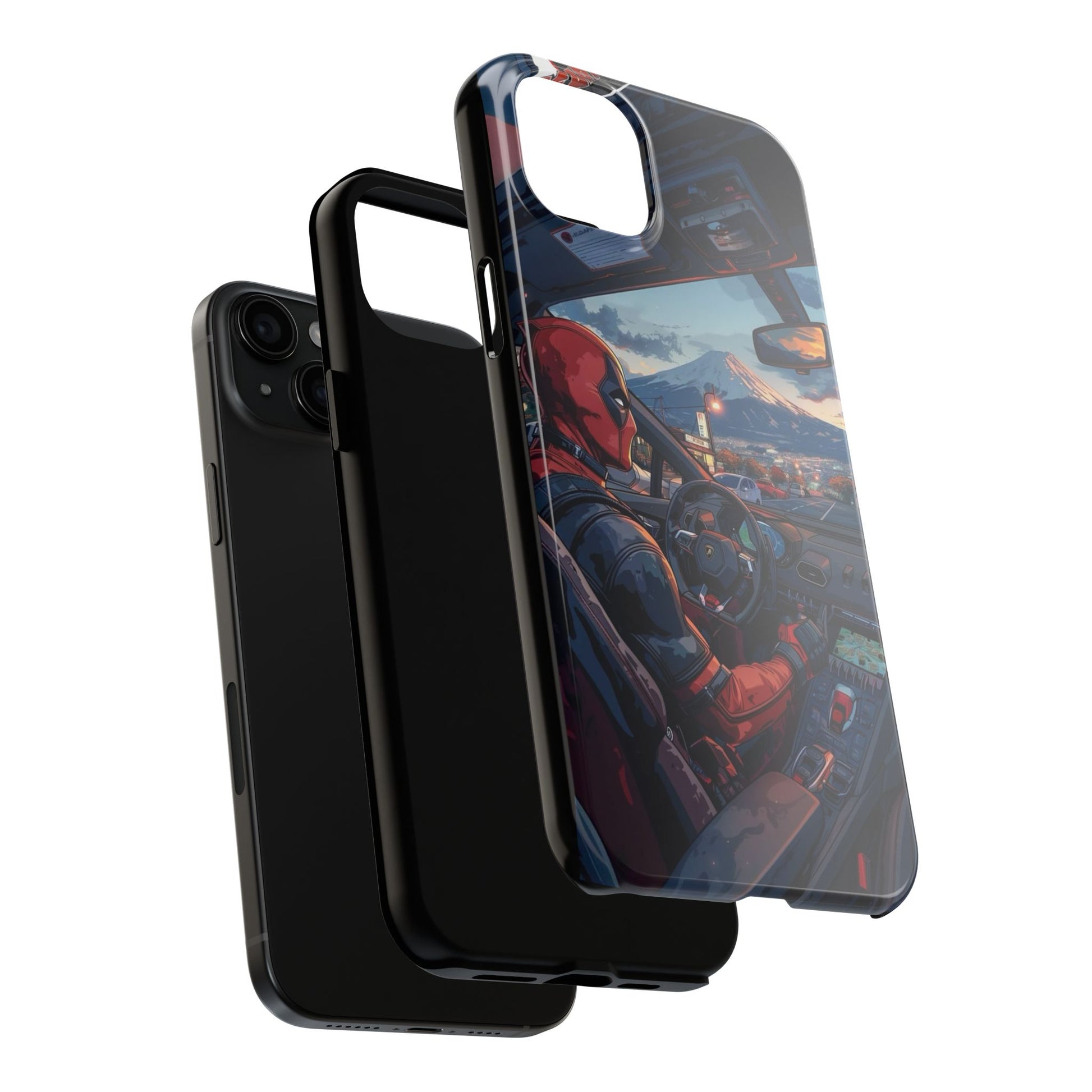 Deadpool Drifting Tough Phone Case, Marvel Hero Phone Cover, Superhero Phone