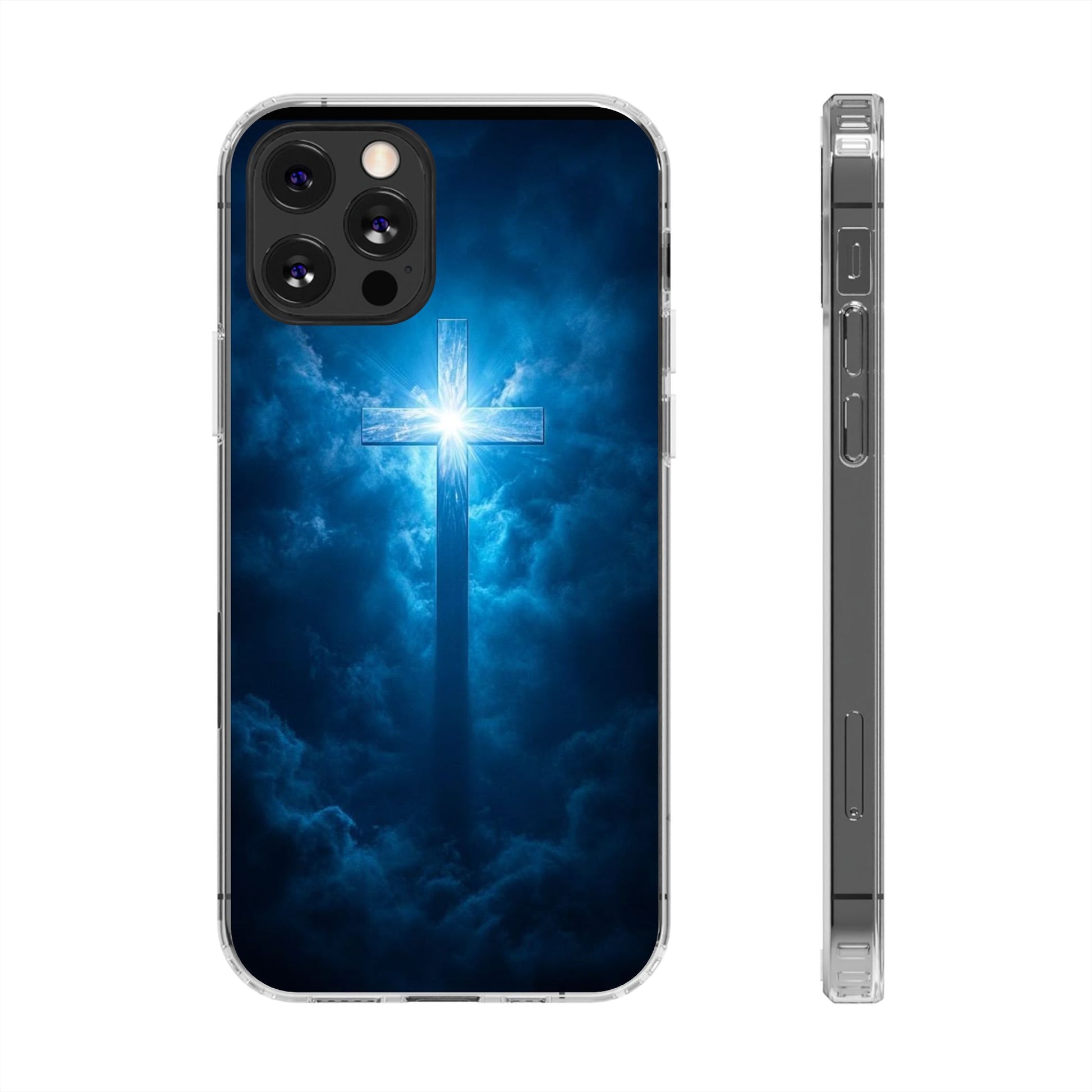 Religious Phone Case, Christian Cross in Clouds Art, Phone Accessories, Samsung