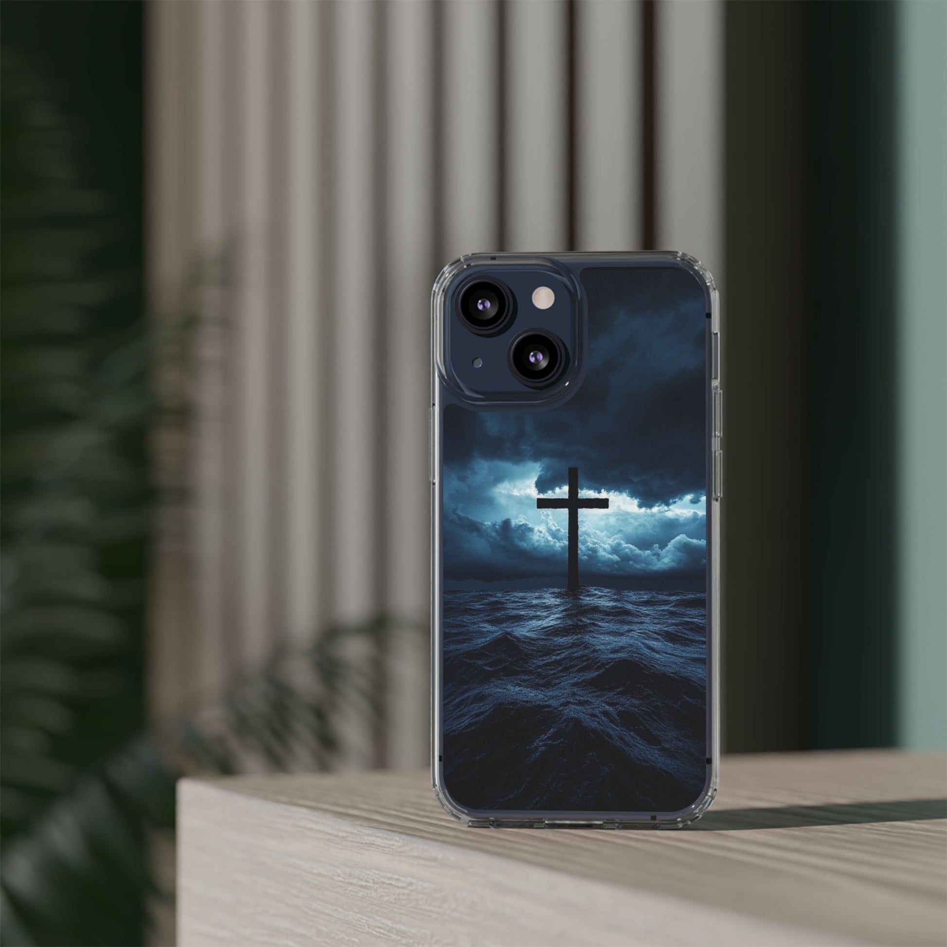 Christian Cross Storm Clear Case - Religious iPhone Samsung Cover, Faith Phone