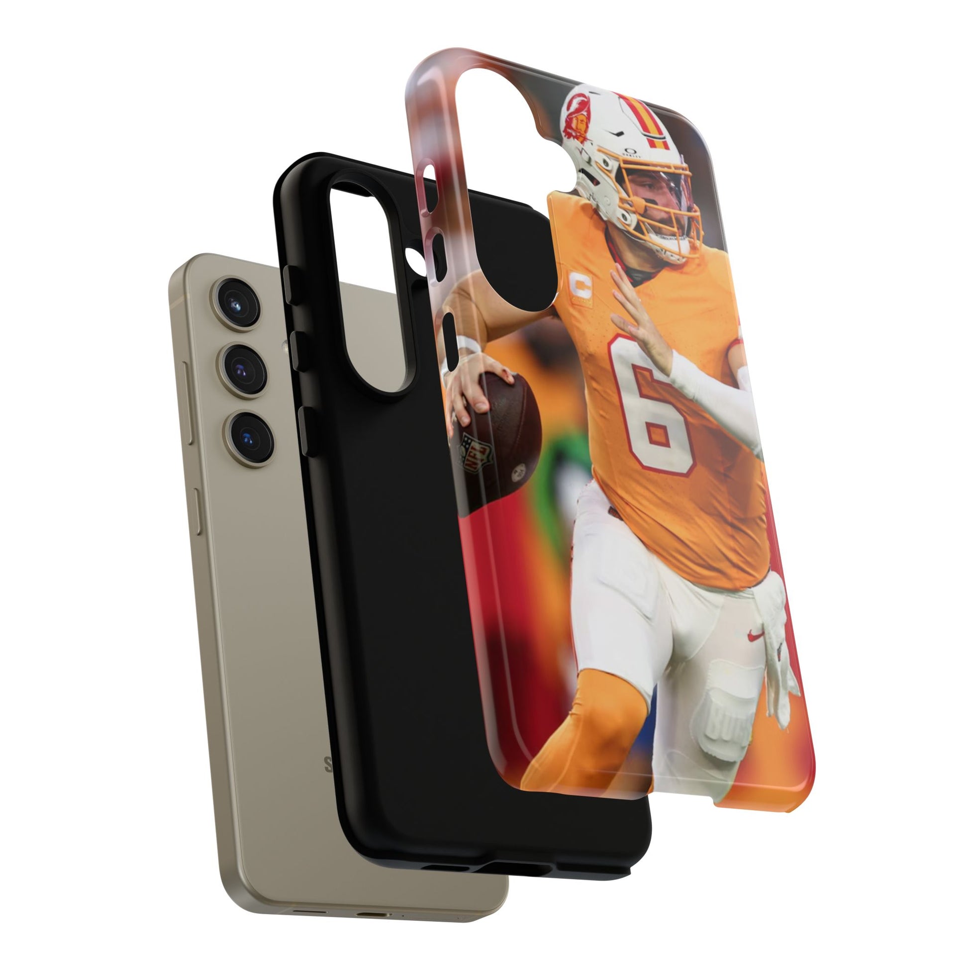 Tampa Bay Buccaneers Baker Mayfield Football Tough Cases for iPhones, Samsung, and Pixel