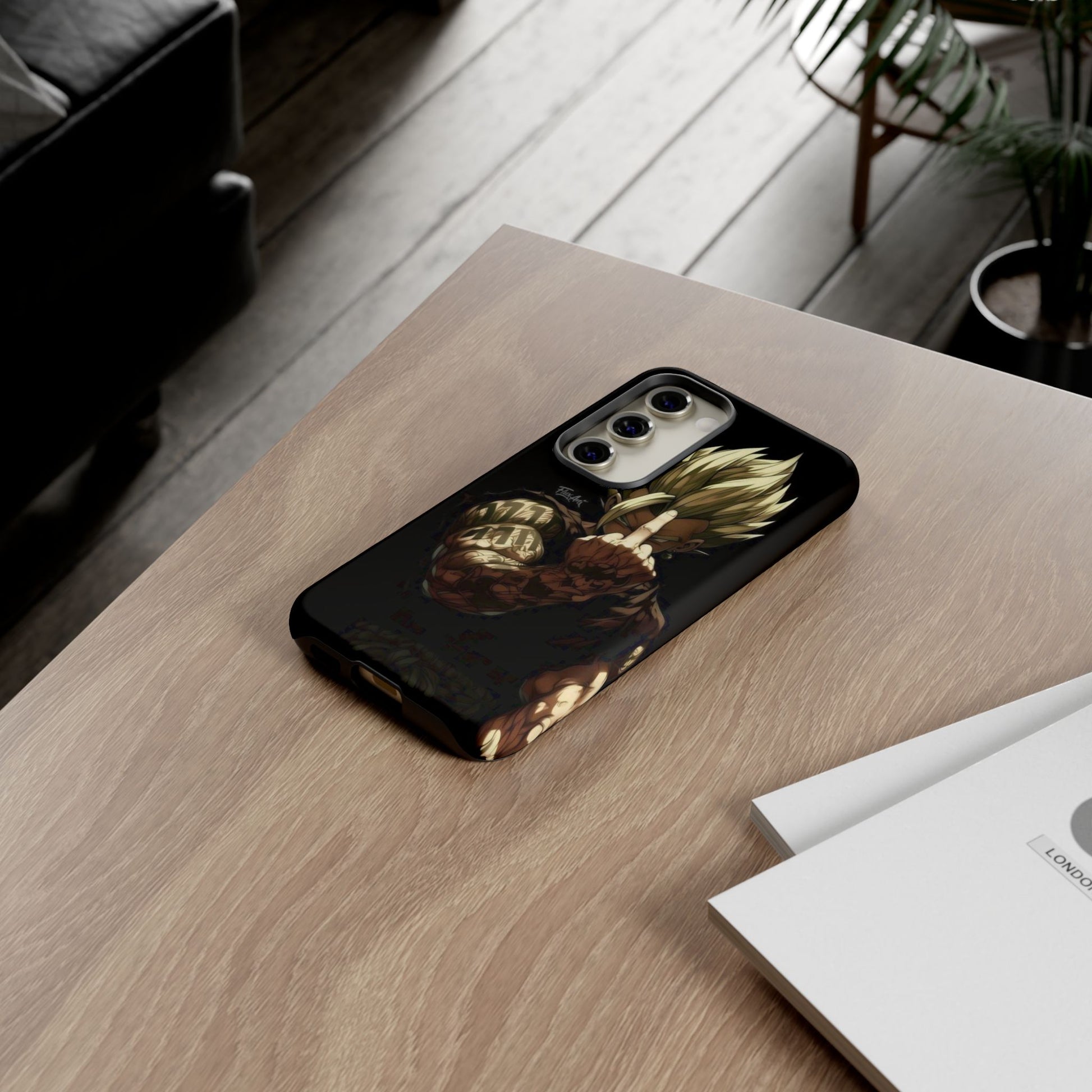 Middle Finger SS Goku Dragon Ball Z Tough Cases for iPhones, Samsung, and Pixel