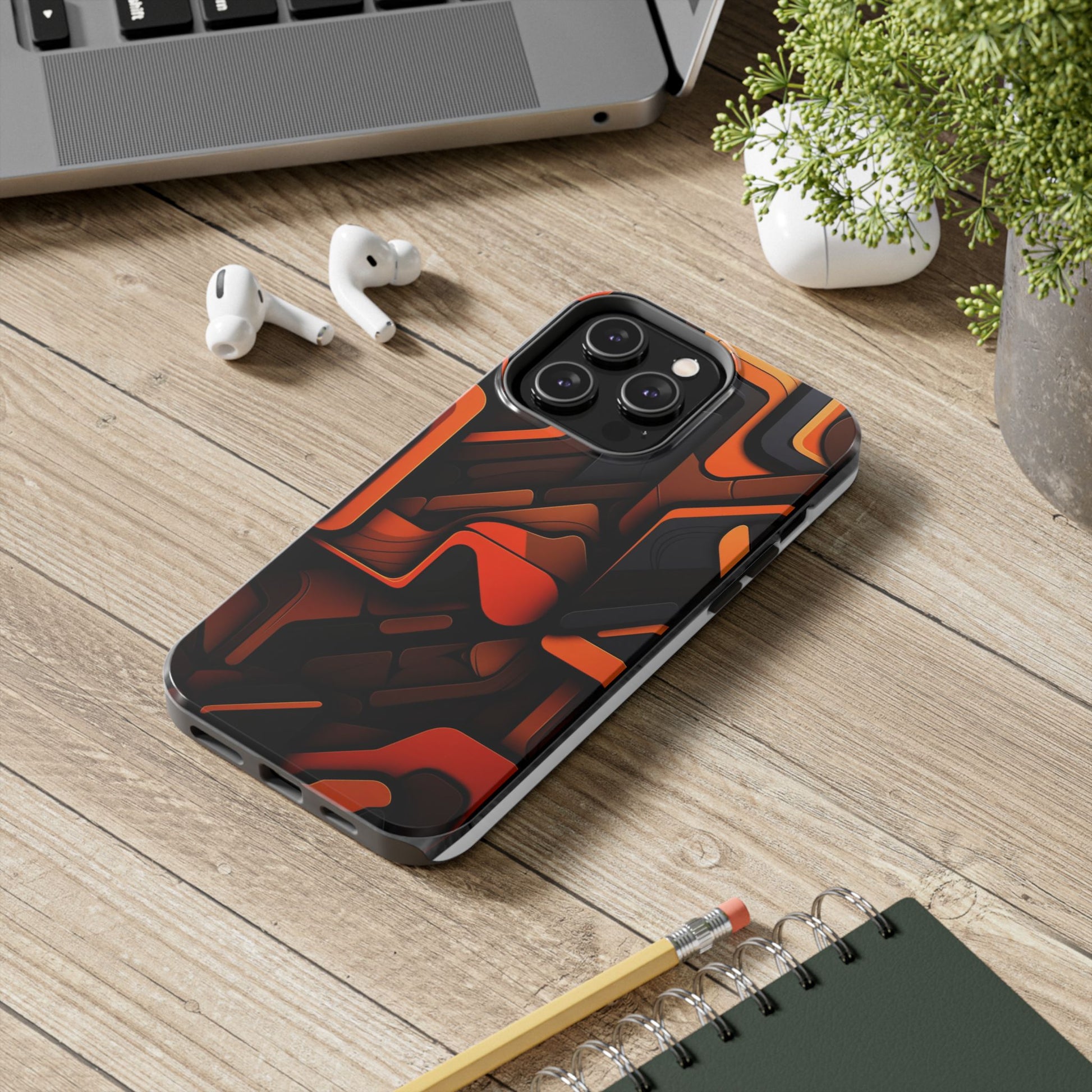 Orange Abstract Art Design Phone Case for Select iPhones & Samsung Galaxy Phones