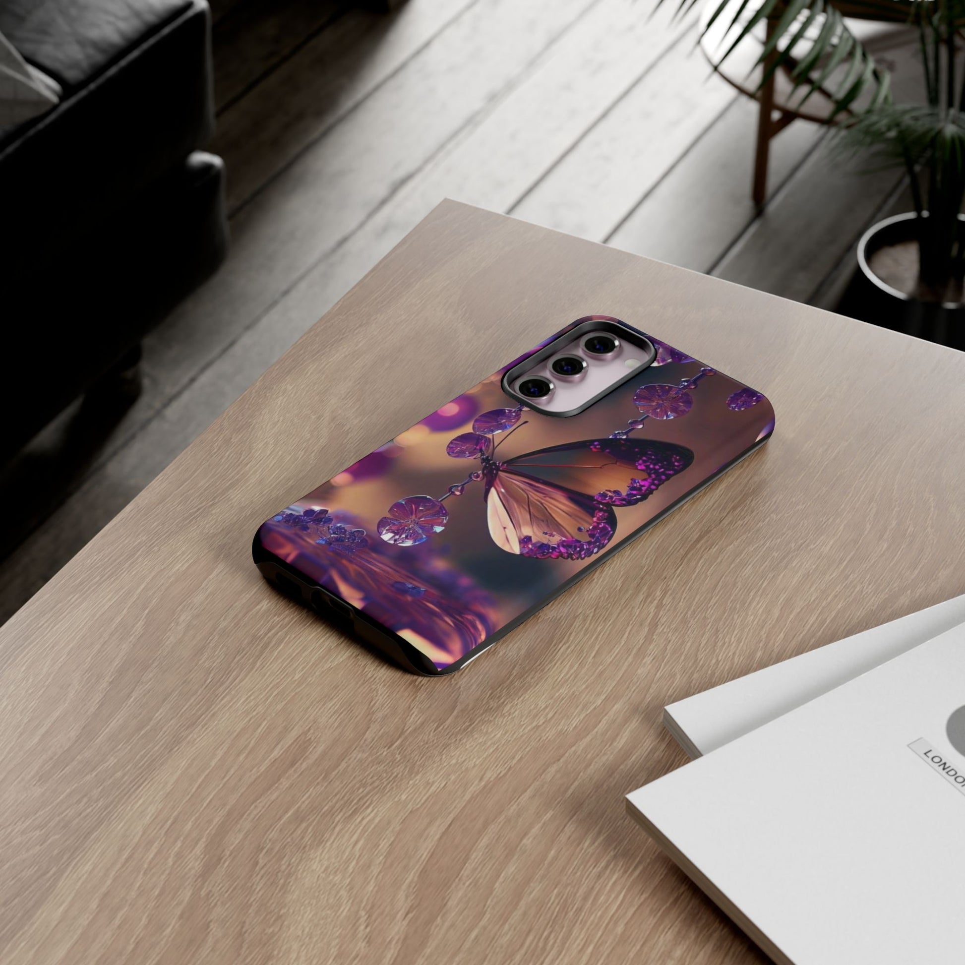 Purple Butterfly Tough Cases for iPhones, Samsung, and Pixel