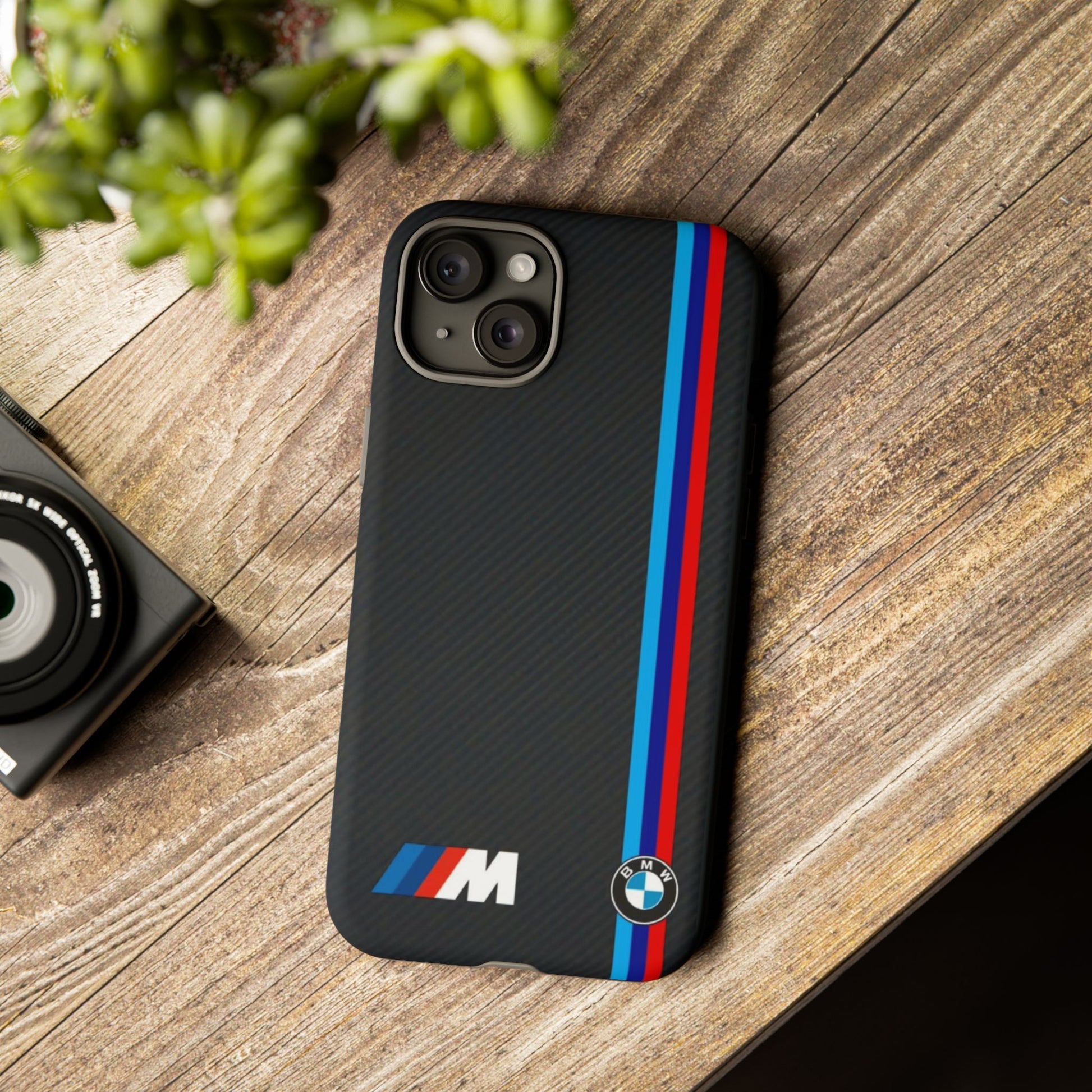 BMW M Stripes Carbon Fiber Design Tough Cases for iPhones, Samsung, and Pixel