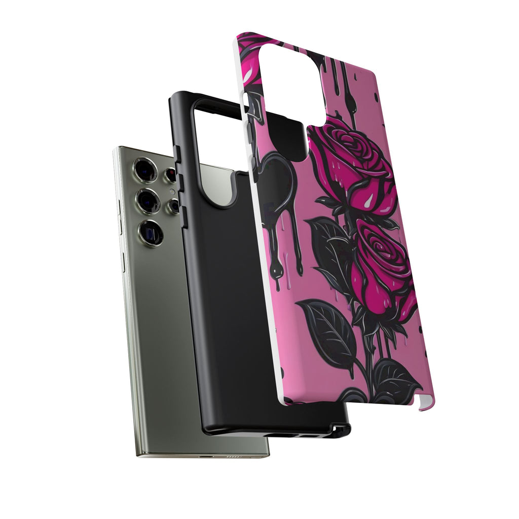 Pink Rose Tough Girly Cases for iPhones, Samsung, and Pixel