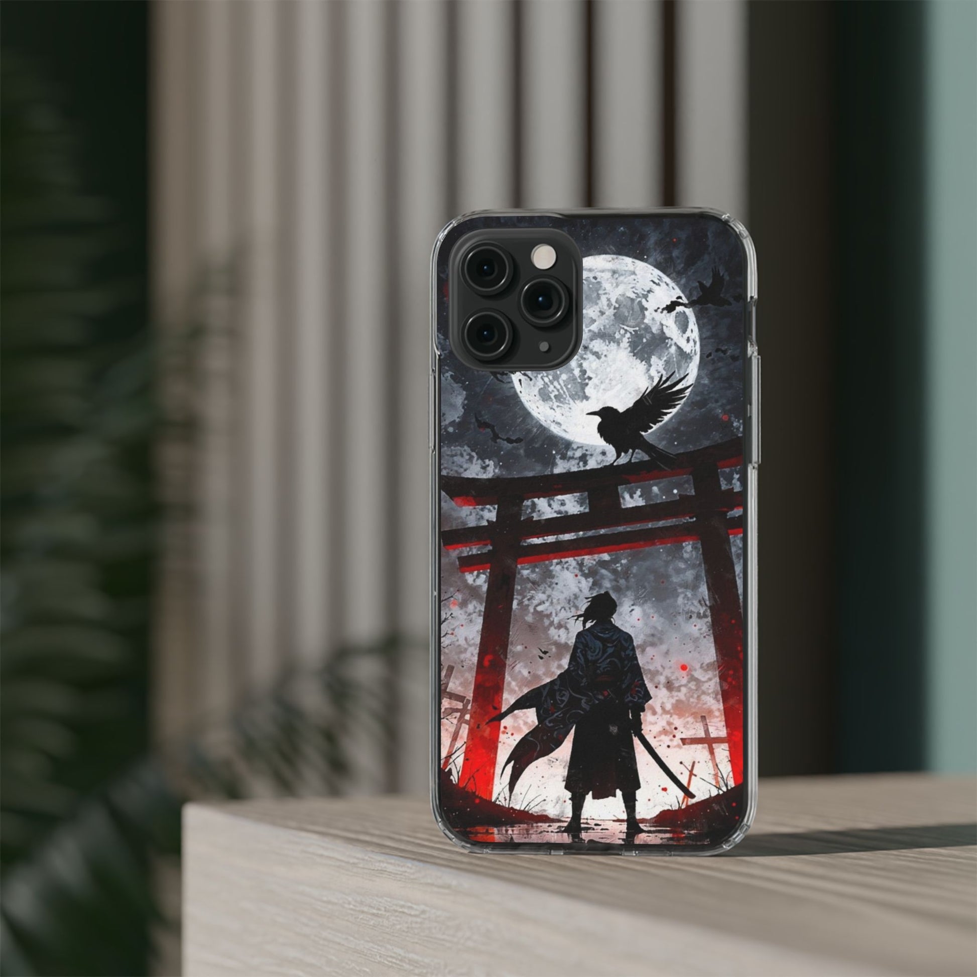 The Lone Samurai and Crow Design case for Iphone and Samsung phones