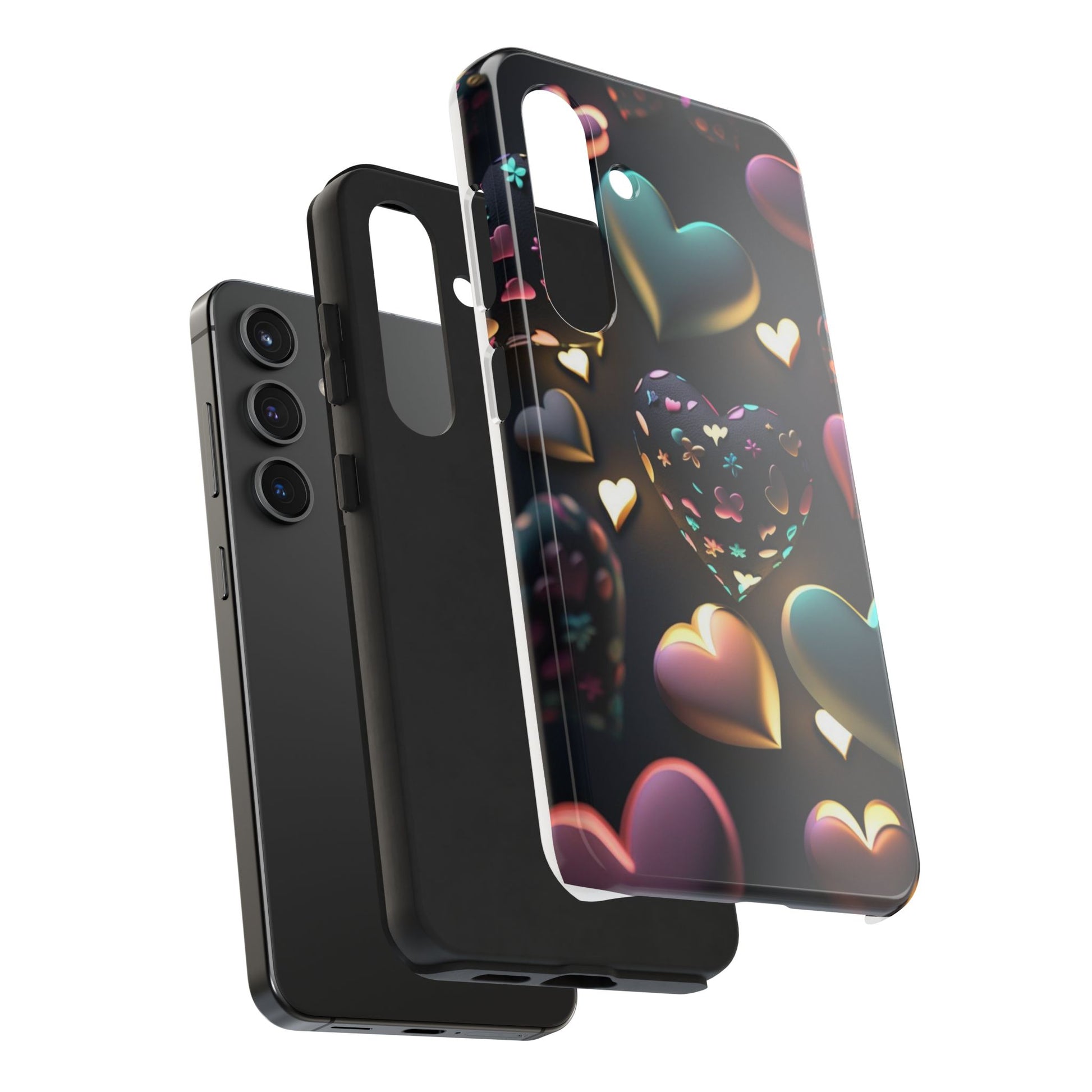 Floating Hearts Themed Tough Phone Cases for Iphones & Samsung Phones