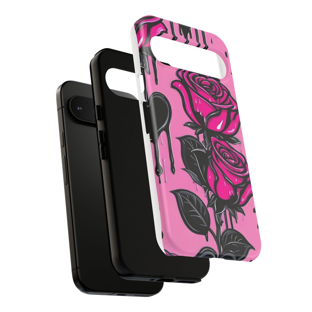 Pink Rose Tough Girly Cases for iPhones, Samsung, and Pixel
