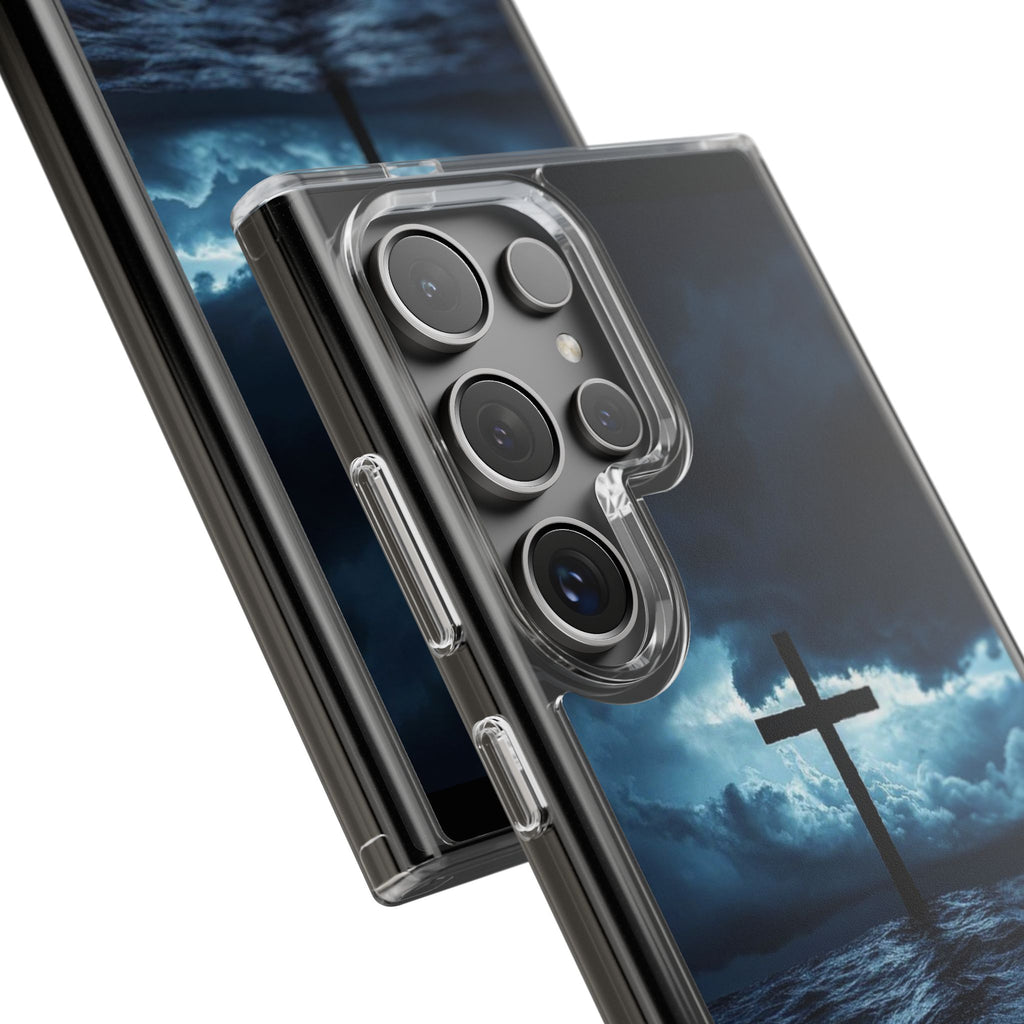 Christian Cross Storm Clear Case - Religious iPhone Samsung Cover, Faith Phone