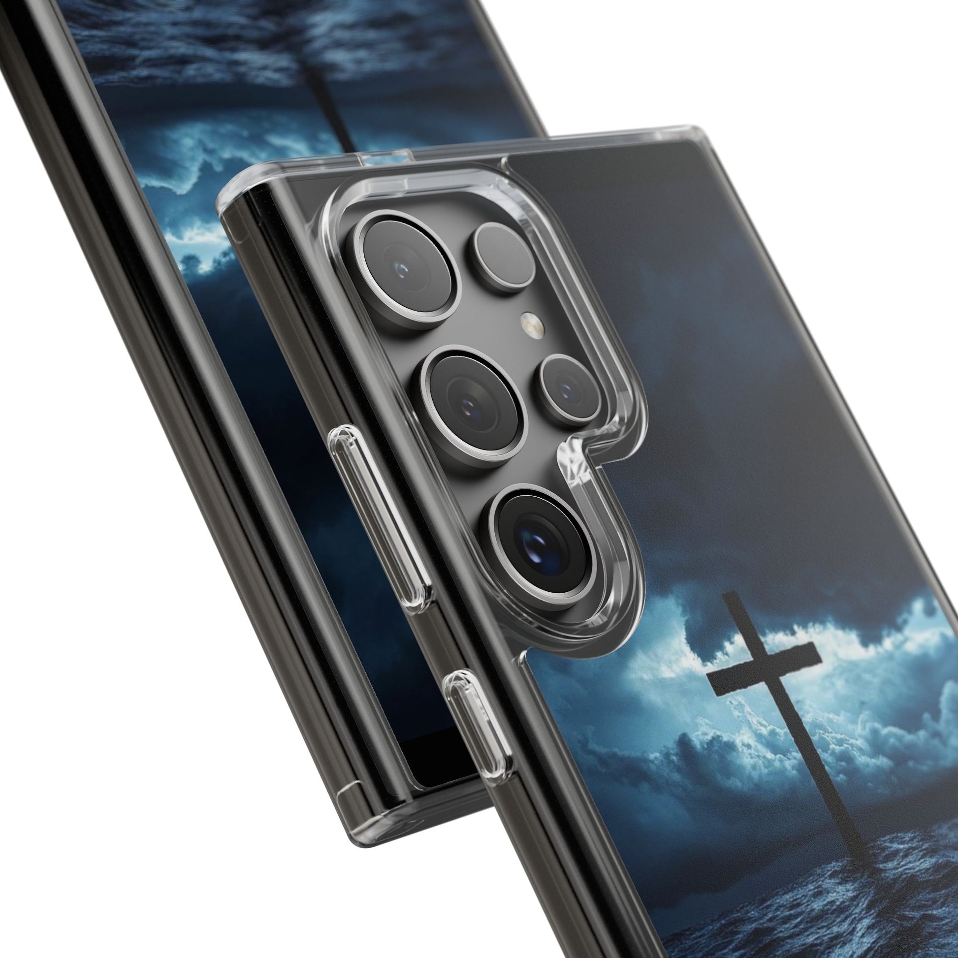 Christian Cross Storm Clear Case - Religious iPhone Samsung Cover, Faith Phone