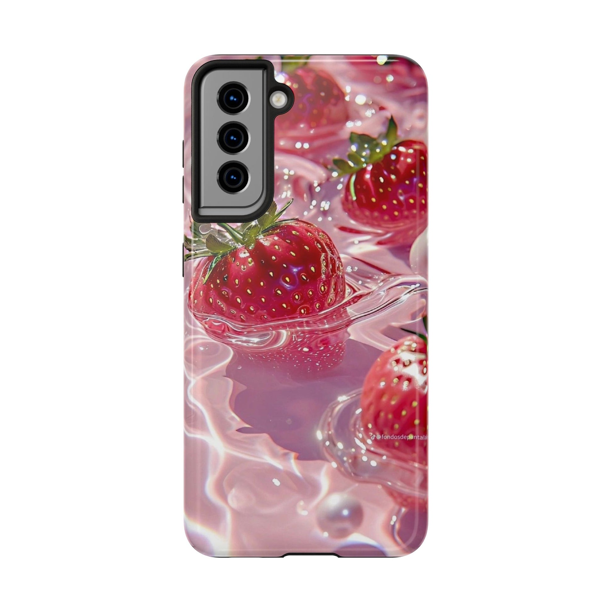 Floating Strawberries Themed Tough Phone Cases for Iphones & Samsung Phones