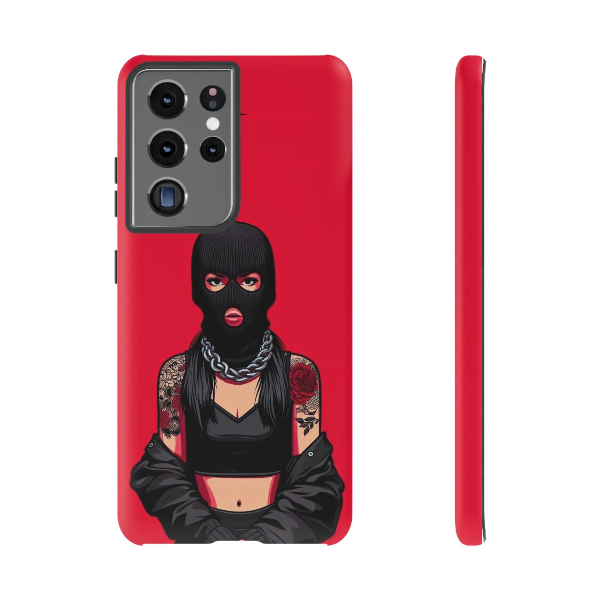 Thug Girl Red Design Tough Cases for iPhones, Samsung, and Pixel