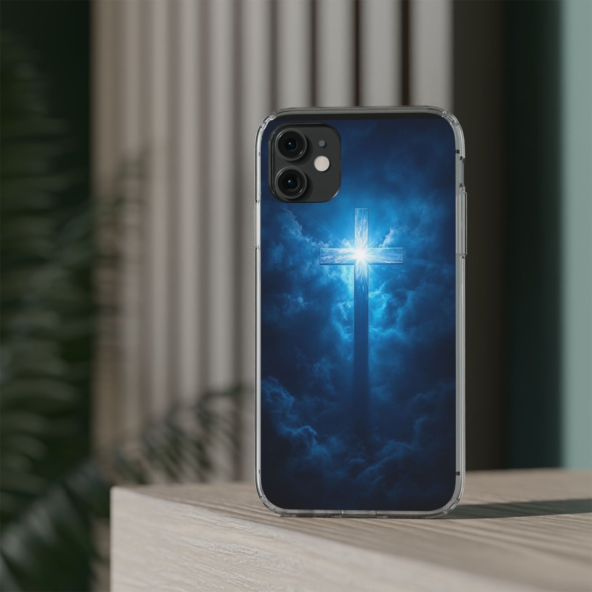 Religious Phone Case, Christian Cross in Clouds Art, Phone Accessories, Samsung