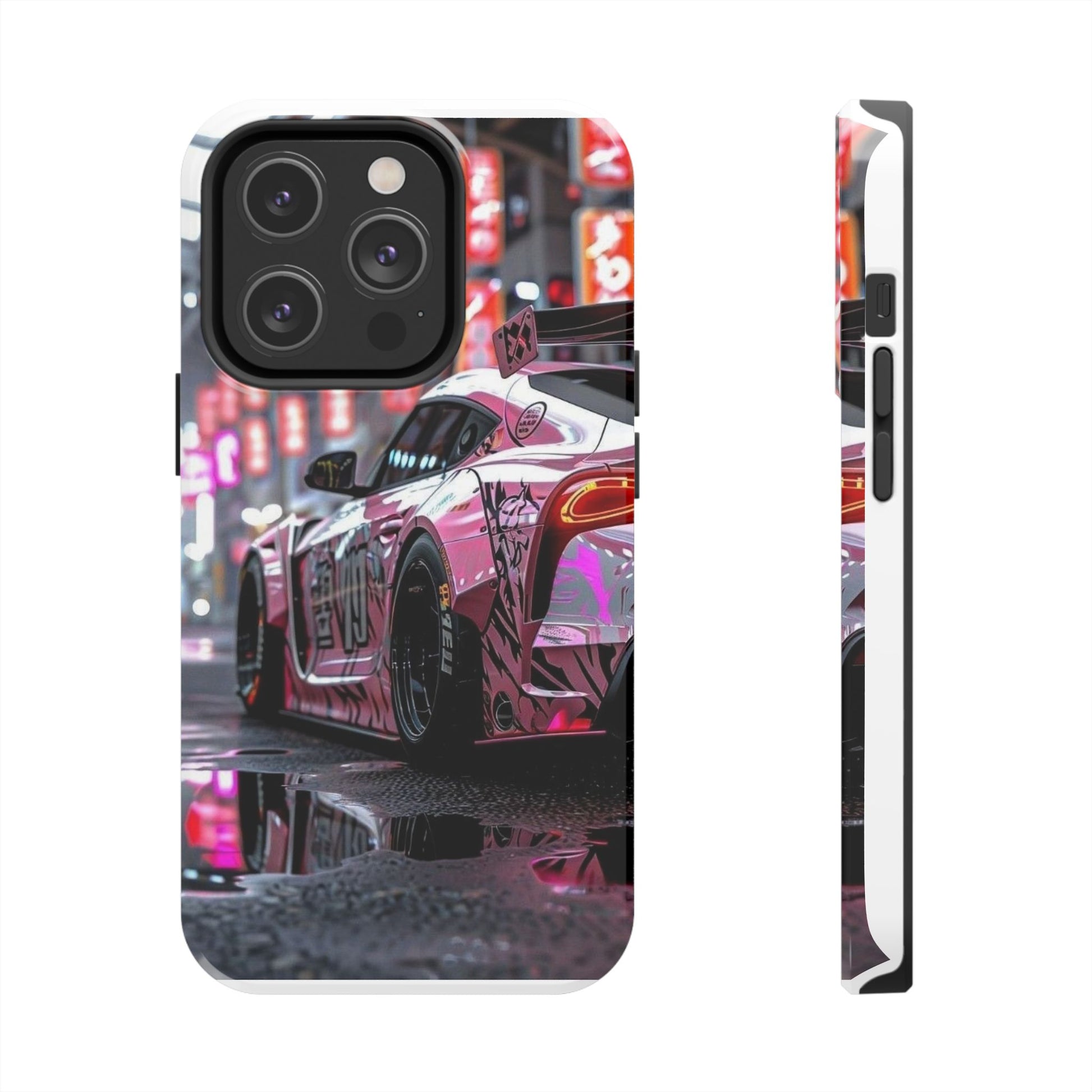 Pink Sports Car Tough Phone Cases for Iphones & Samsung Phones Durable