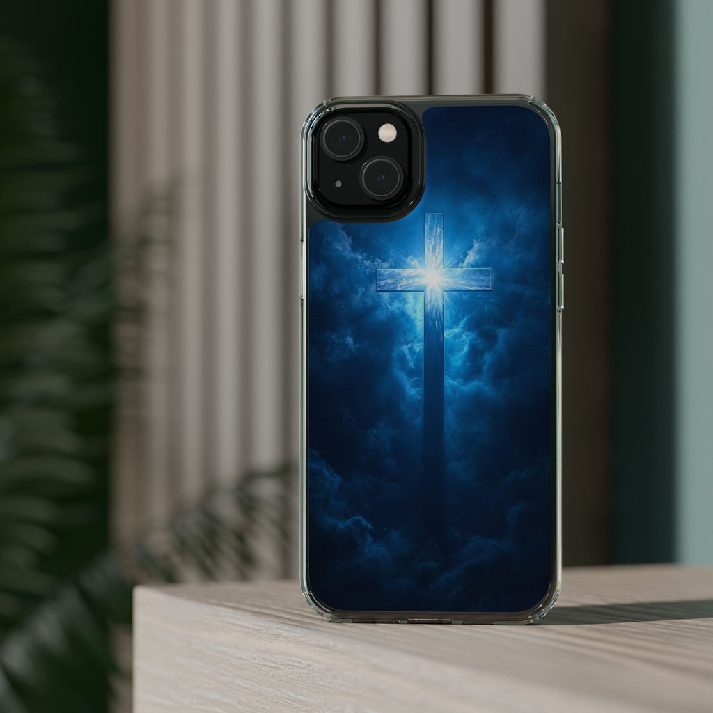 Religious Phone Case, Christian Cross in Clouds Art, Phone Accessories, Samsung
