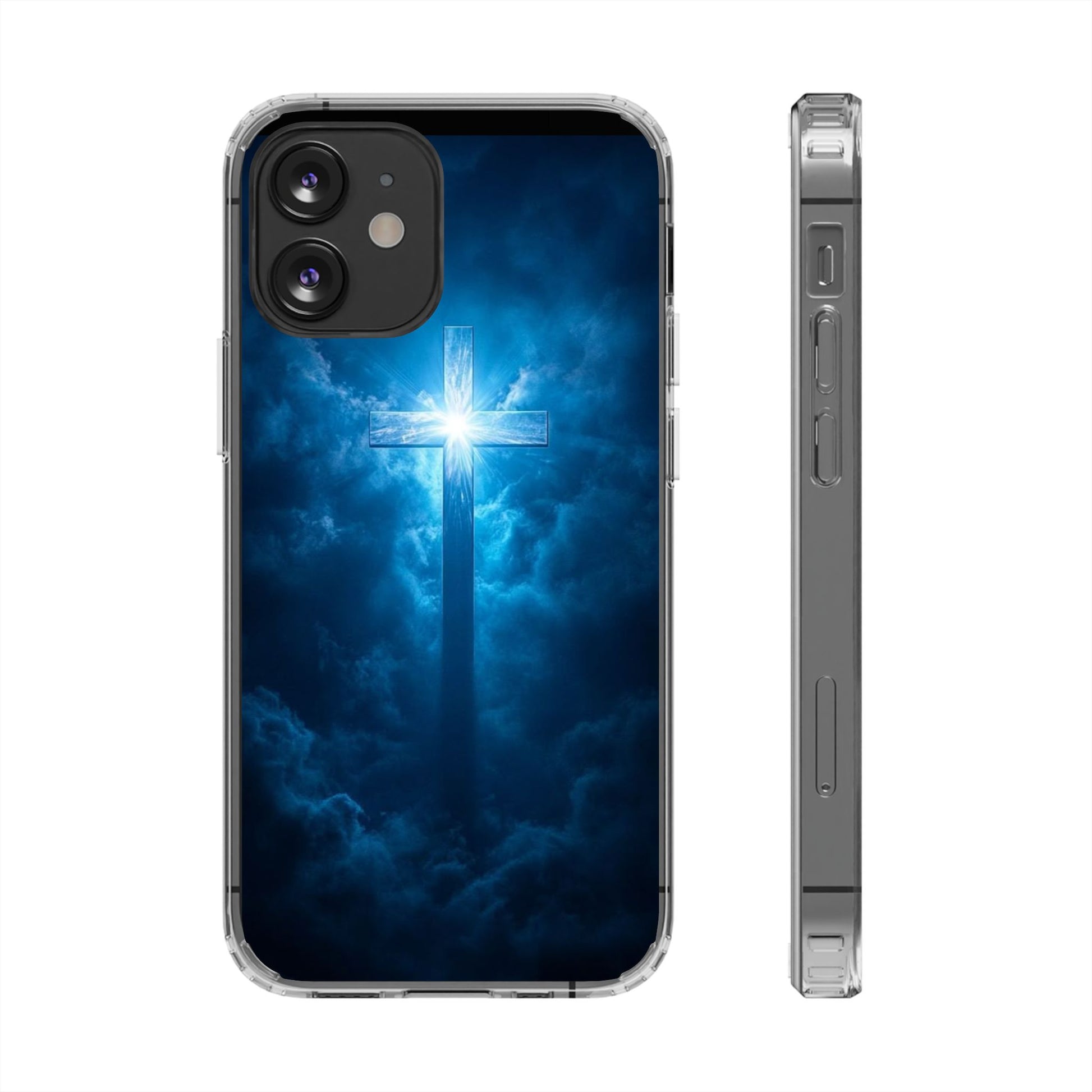 Religious Phone Case, Christian Cross in Clouds Art, Phone Accessories, Samsung