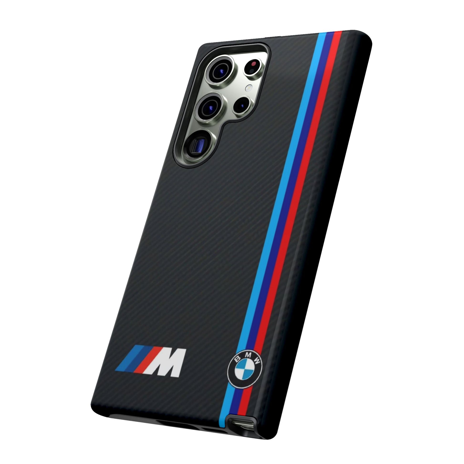 BMW M Stripes Carbon Fiber Design Tough Cases for iPhones, Samsung, and Pixel