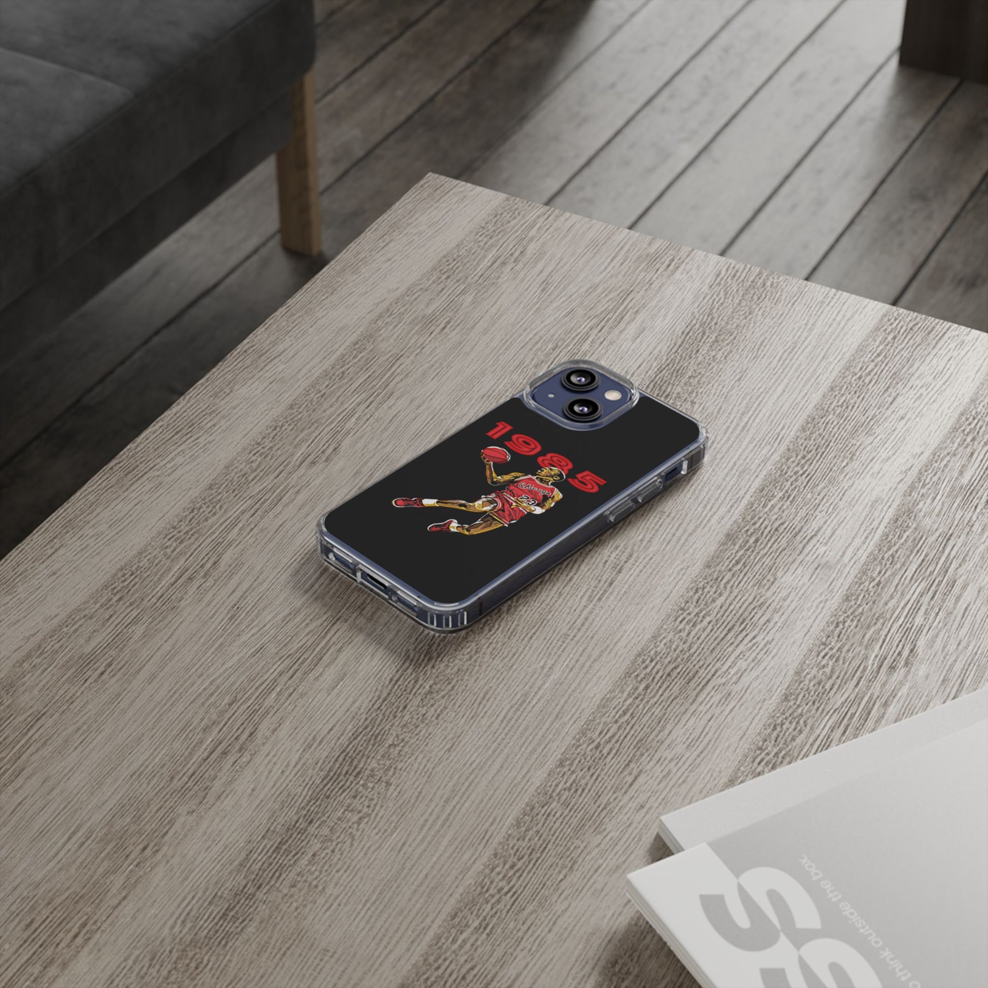 1985 Jordan Slam Dunk themed Basketball Inspired design Clear Phone Cases