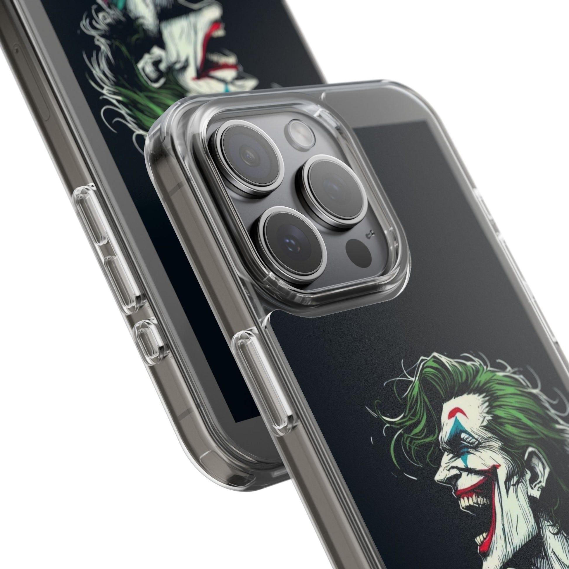 Phone Case, Comic book Inspired Design Joker Laughing, Clear Phone Cover