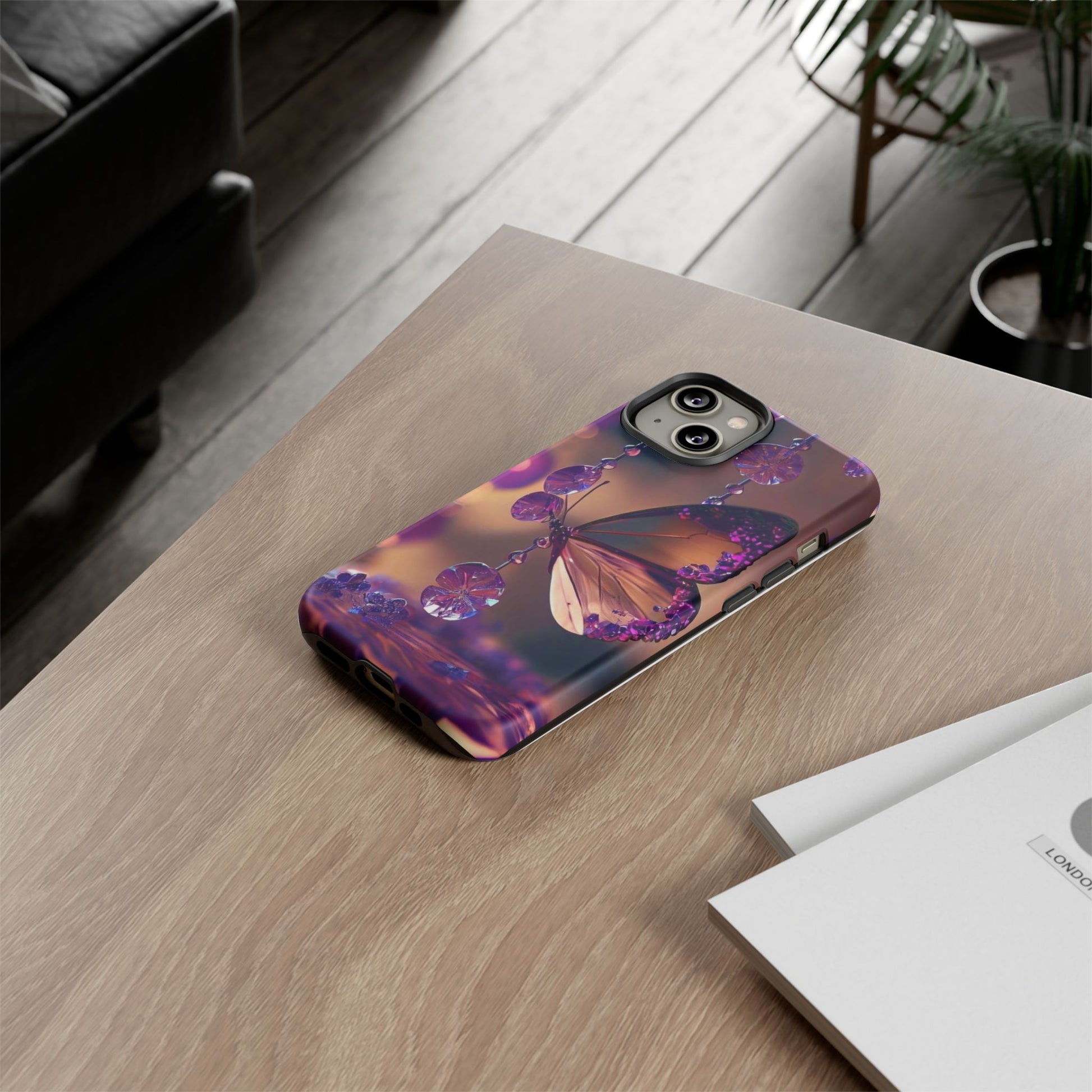 Purple Butterfly Tough Cases for iPhones, Samsung, and Pixel