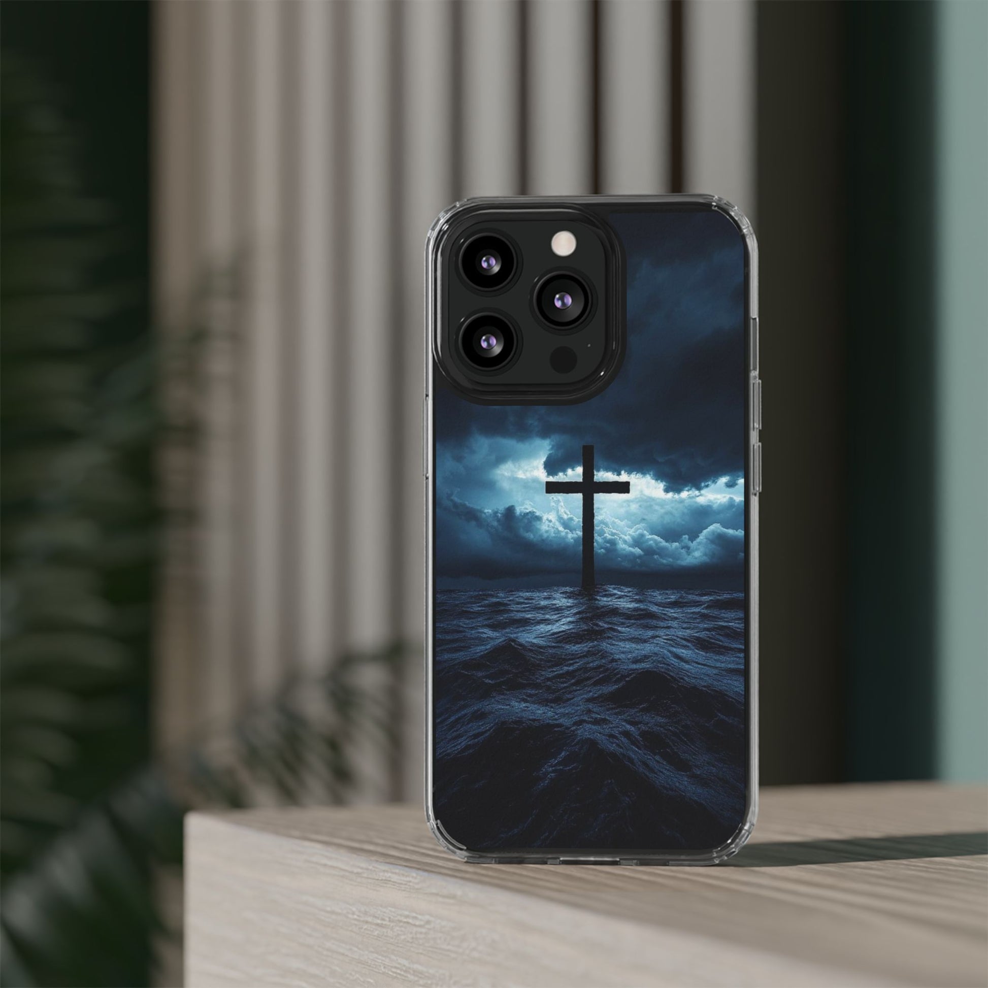 Christian Cross Storm Clear Case - Religious iPhone Samsung Cover, Faith Phone