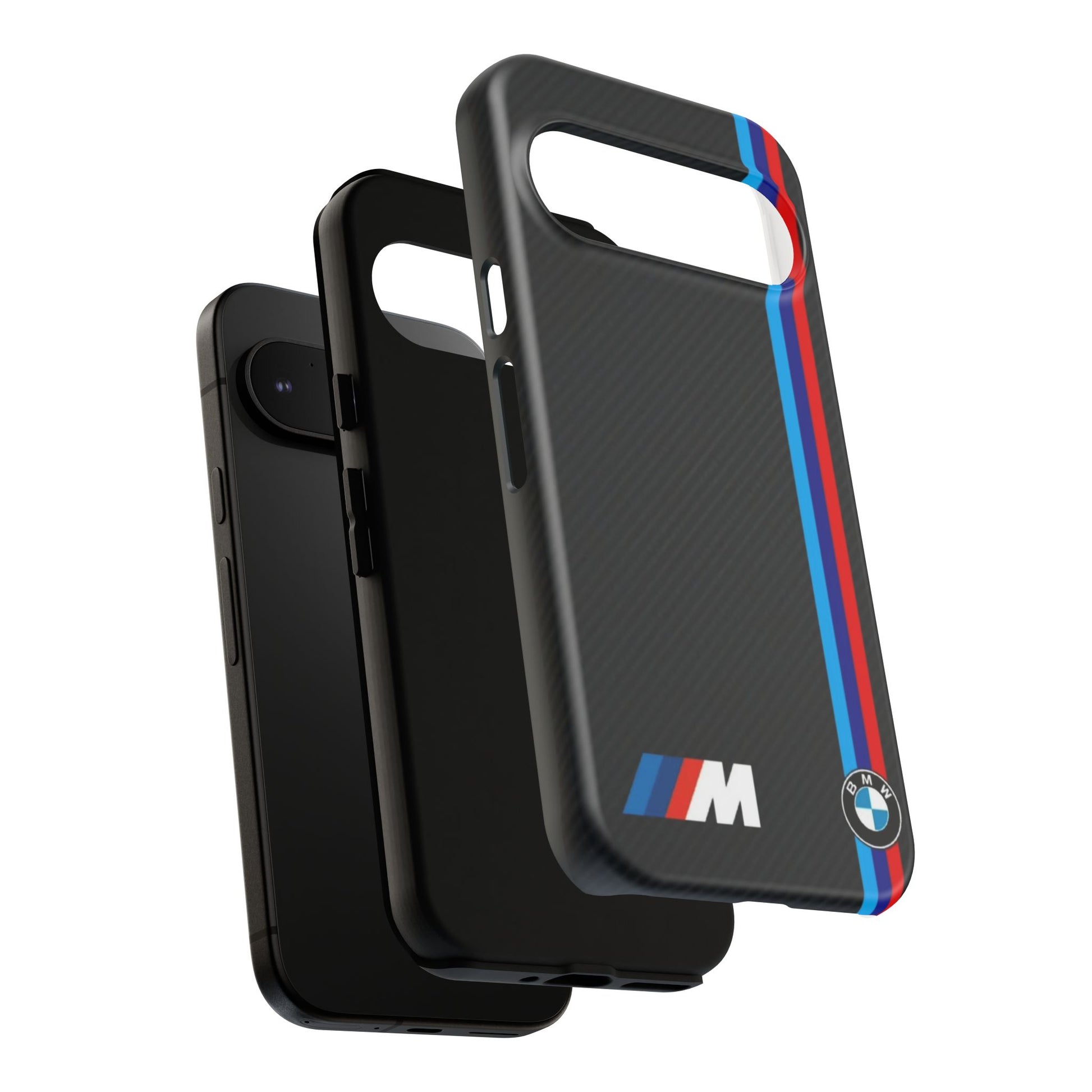 BMW M Stripes Carbon Fiber Design Tough Cases for iPhones, Samsung, and Pixel