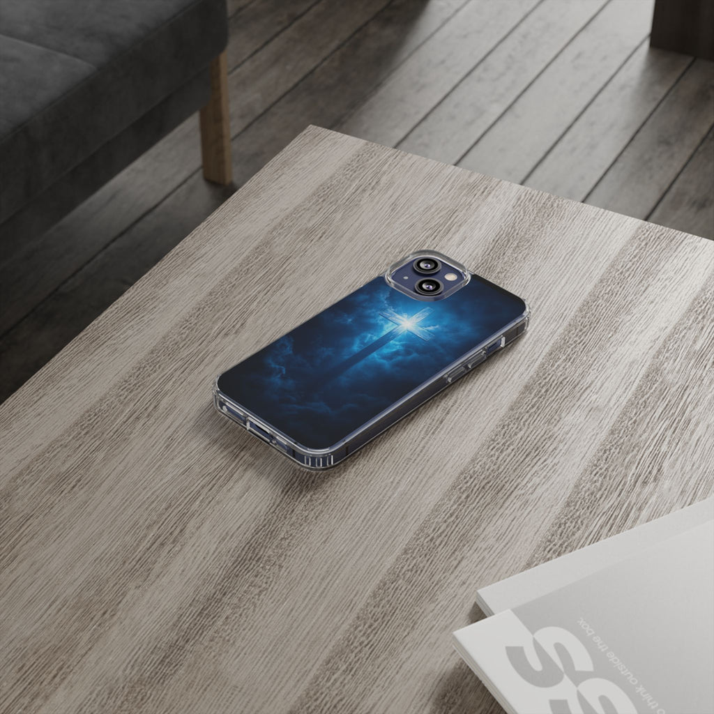 Religious Phone Case, Christian Cross in Clouds Art, Phone Accessories, Samsung