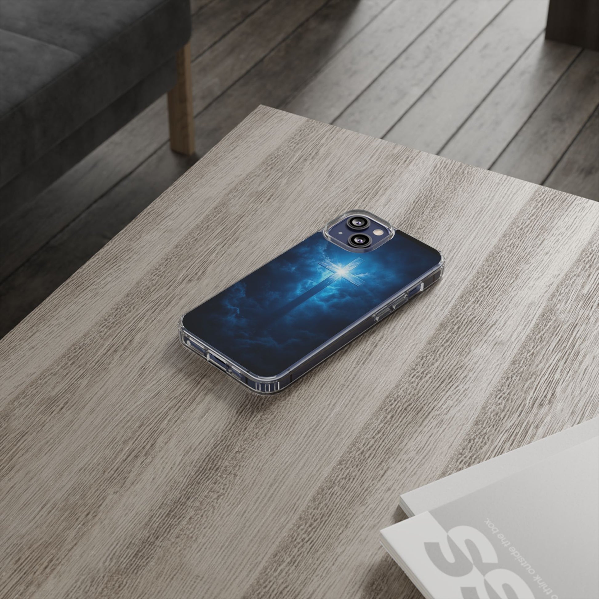 Religious Phone Case, Christian Cross in Clouds Art, Phone Accessories, Samsung