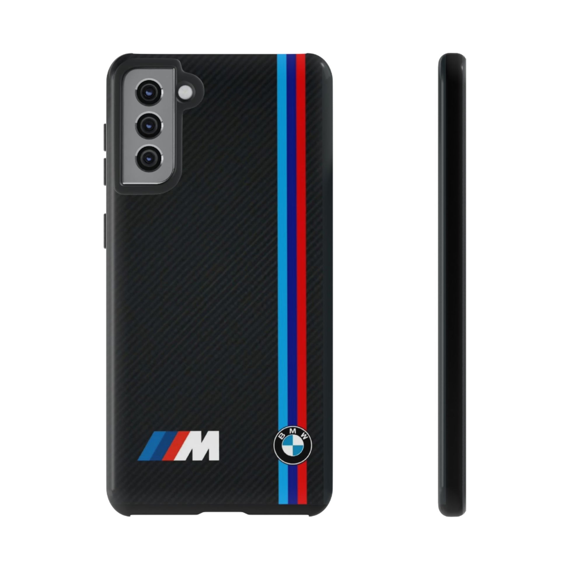 BMW M Stripes Carbon Fiber Design Tough Cases for iPhones, Samsung, and Pixel